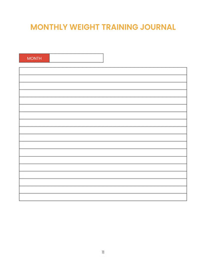 Free Weight Training Planner Template