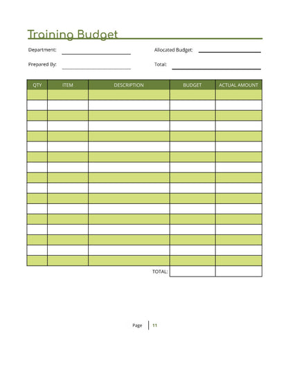 Free Staff Training Planner Template