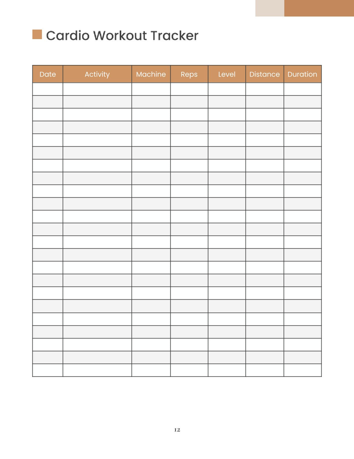 Free Gym Training Planner Template