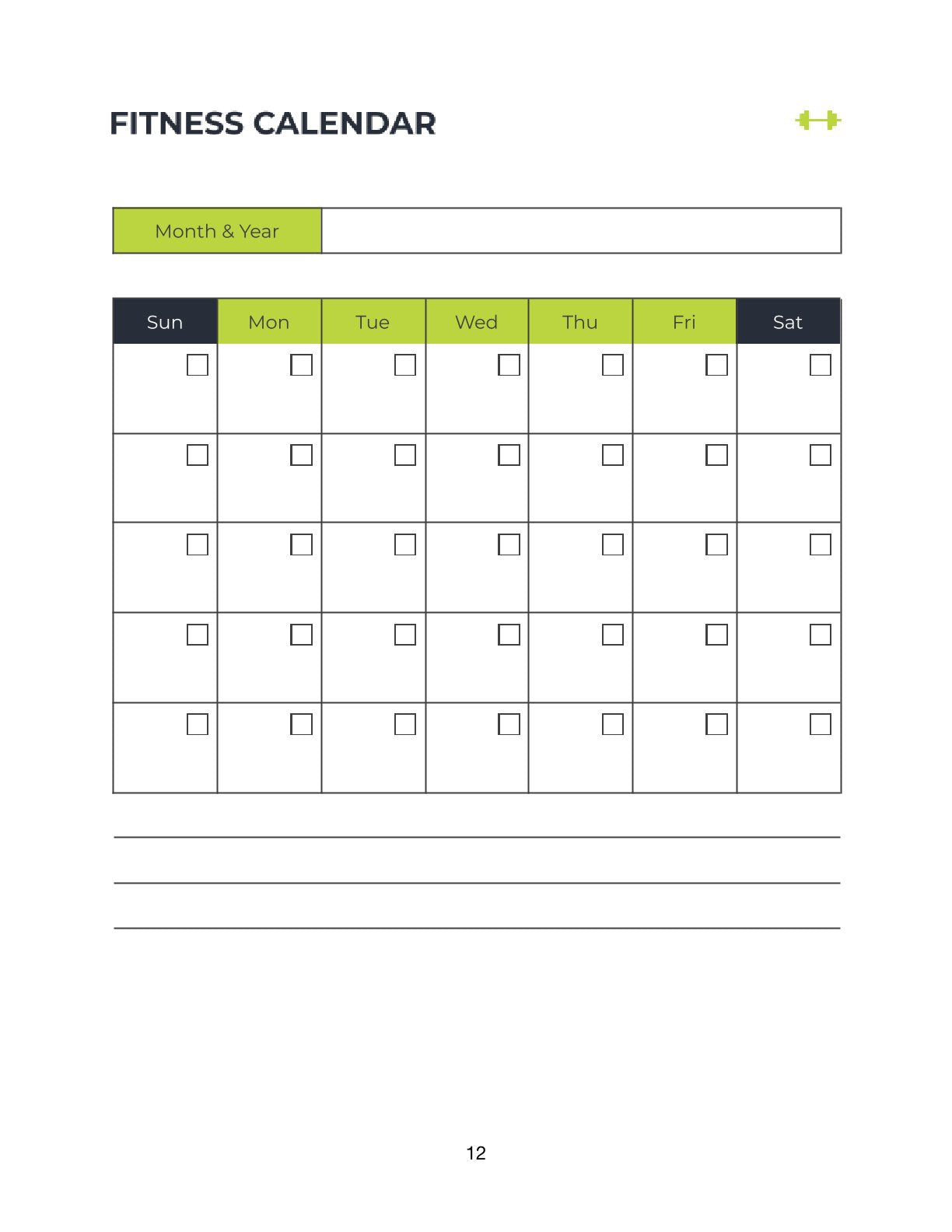 Free Fitness Training Planner Template