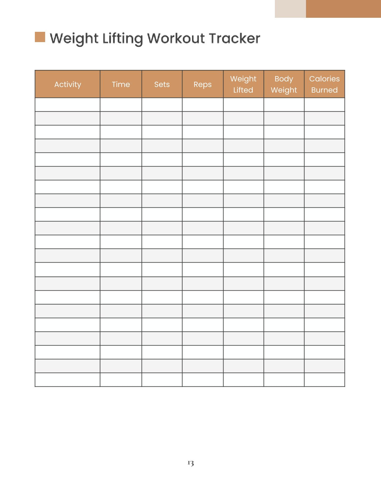 Free Gym Training Planner Template