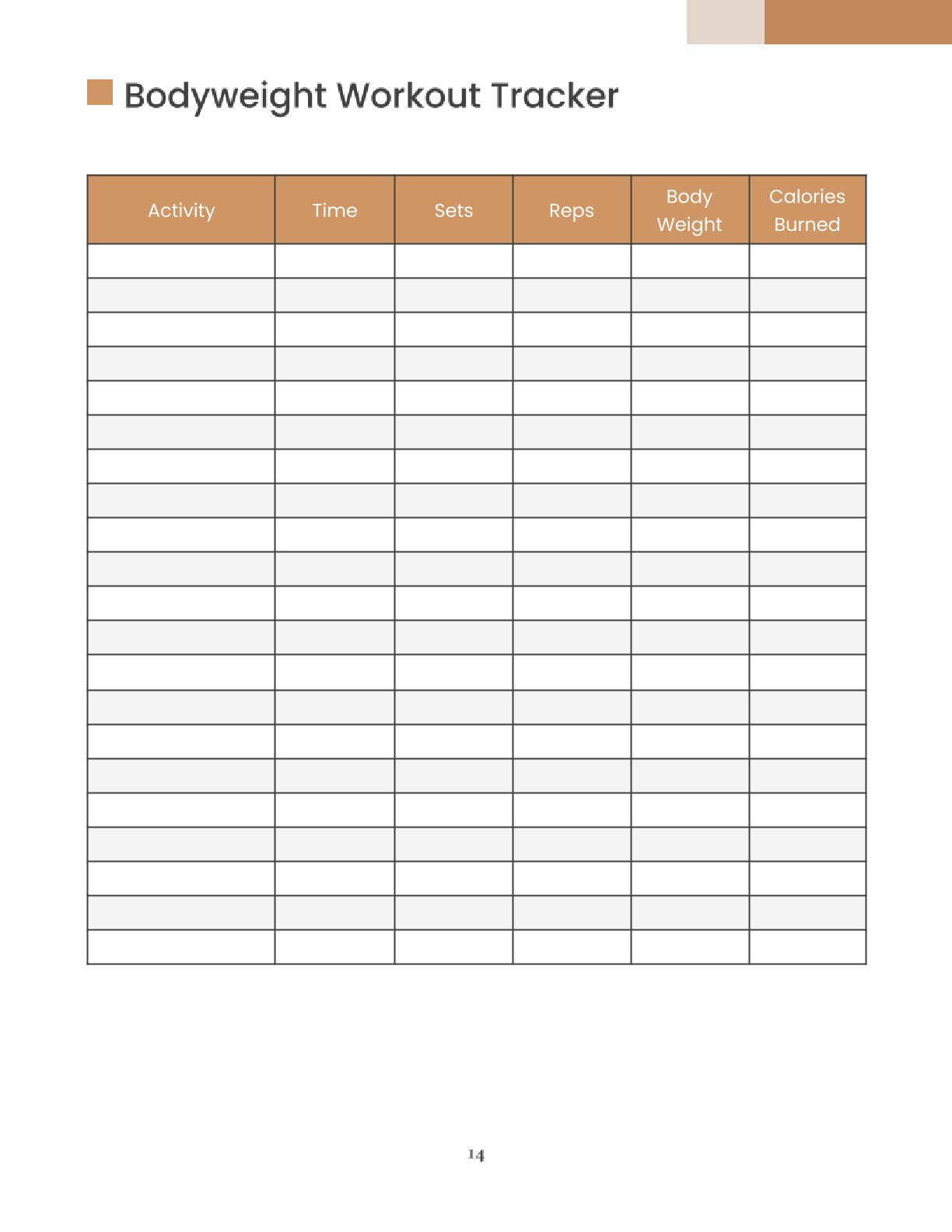 Free Gym Training Planner Template