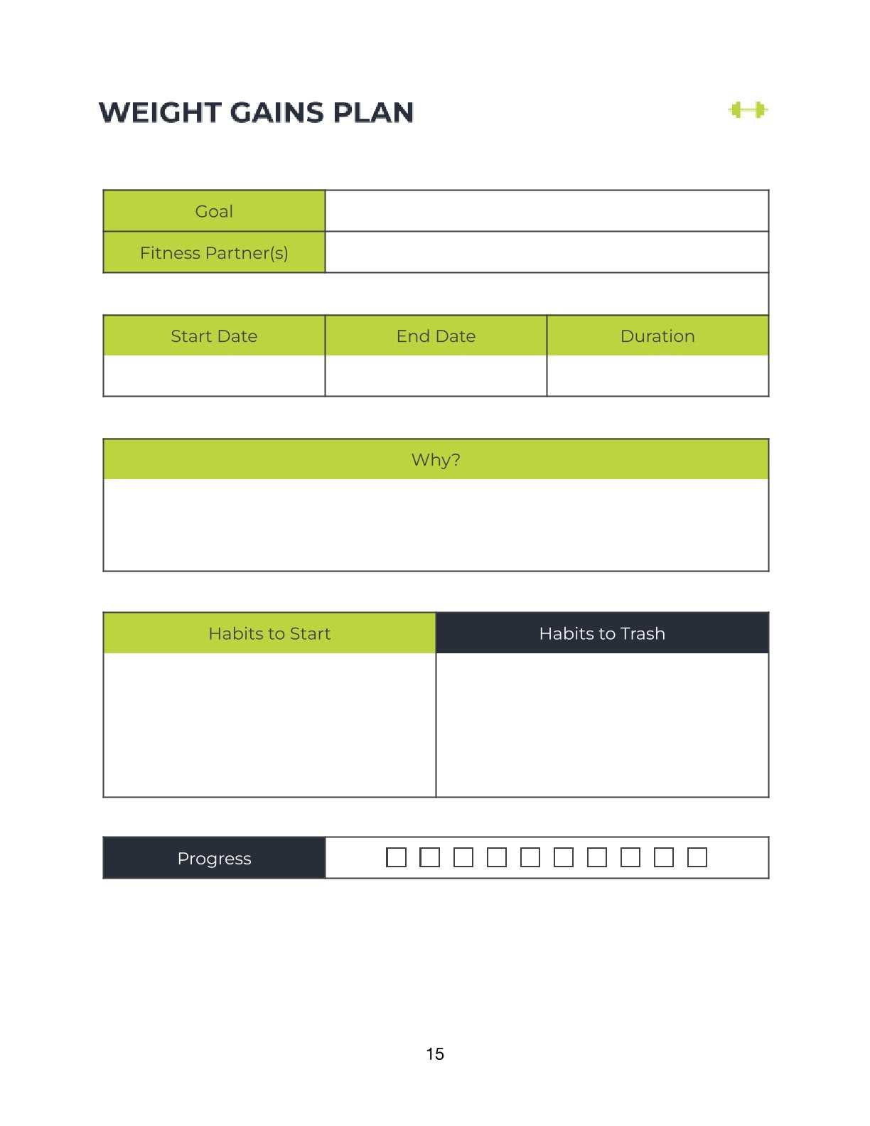 Free Fitness Training Planner Template