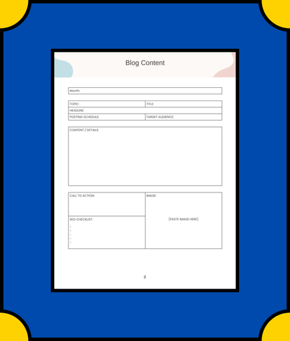 Free Monthly Blog Planner Template - Plan, Schedule, and Track Your Blog Content