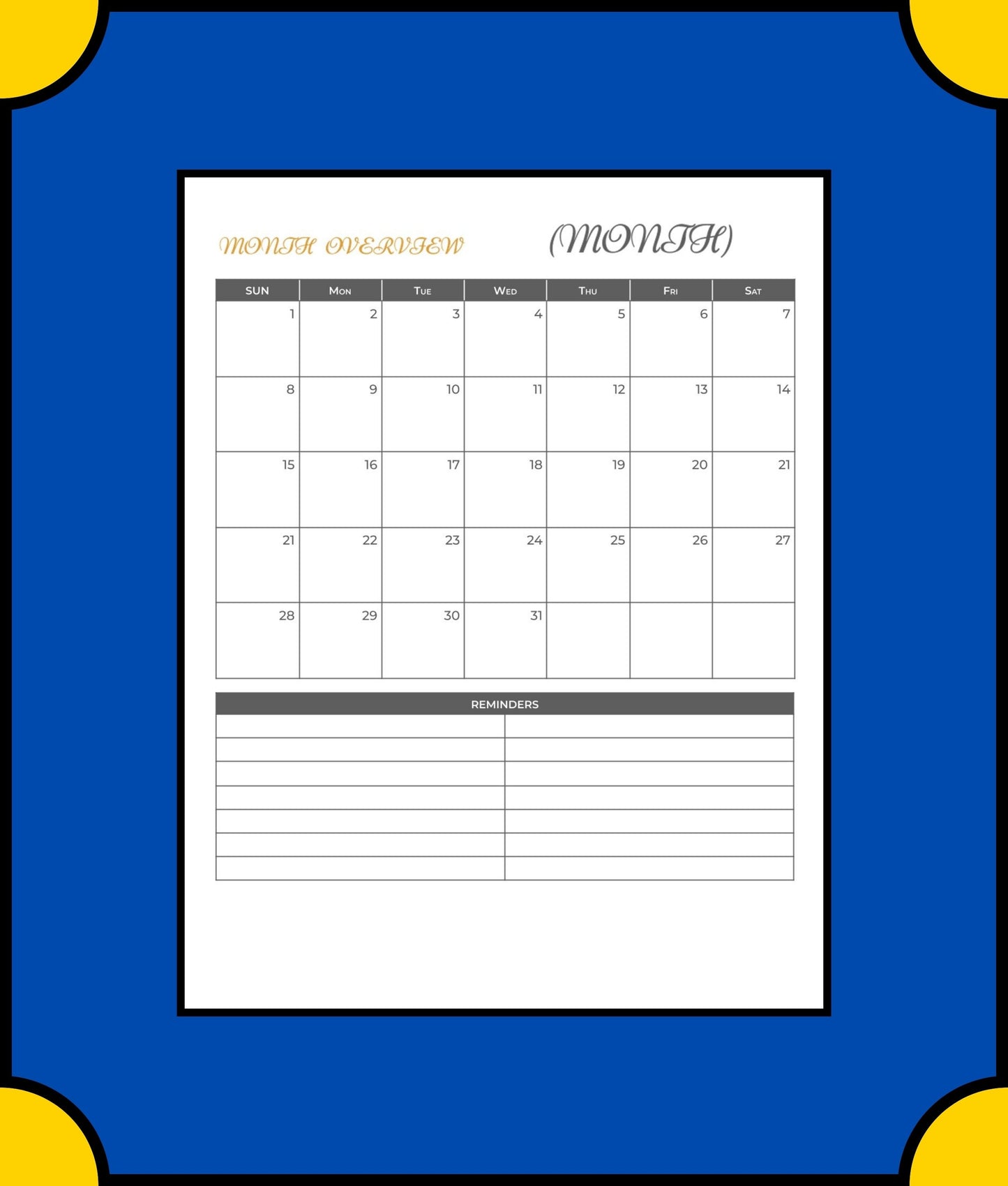 Free Monthly Academic Planner Template