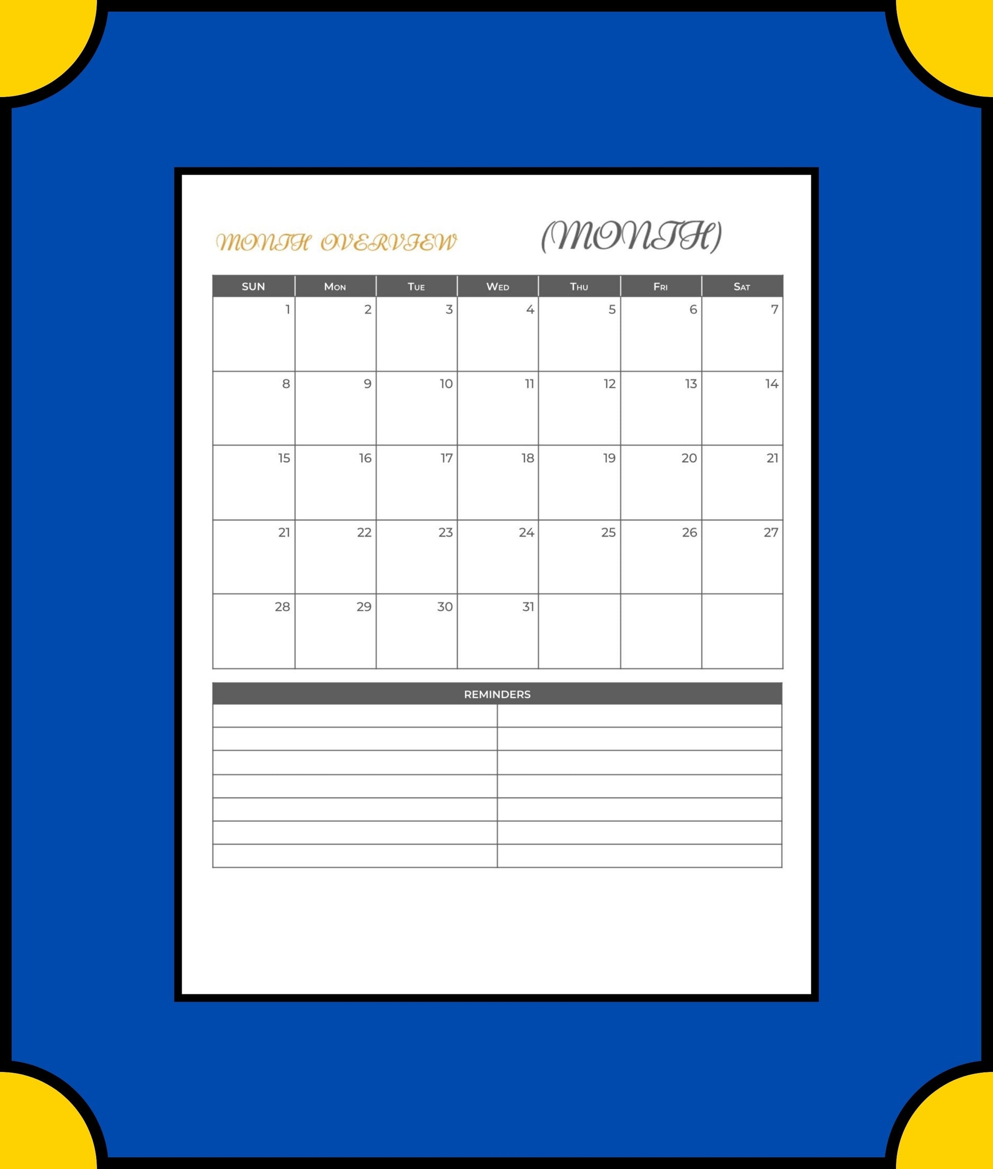 Free Monthly Academic Planner Template