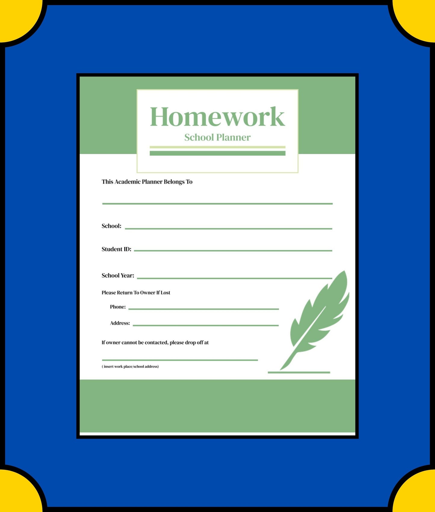 Free Homework School Planner Template