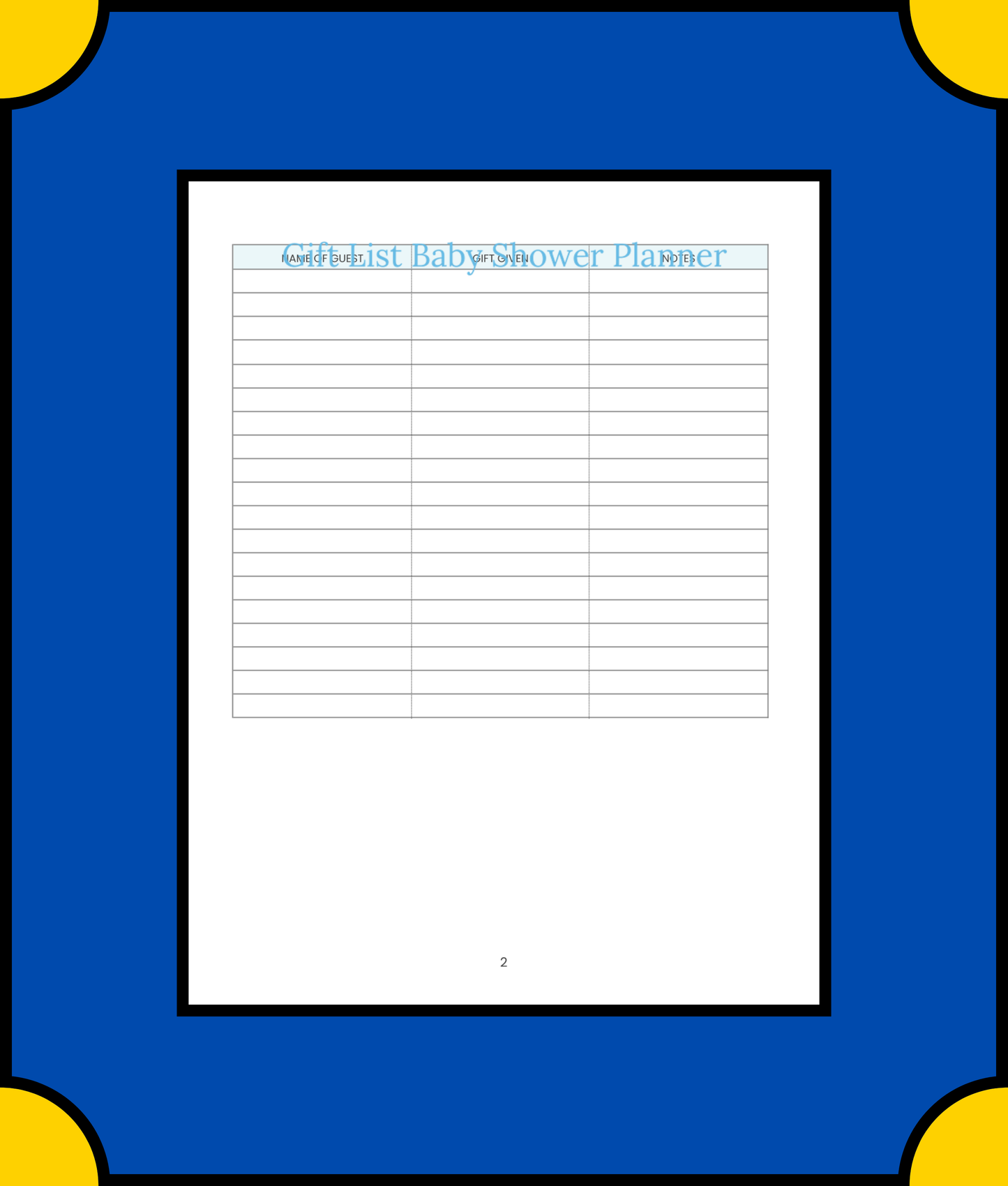 Free Gift List Baby Shower Planner Template - Organize & Track All Gifts for a Memorable Event