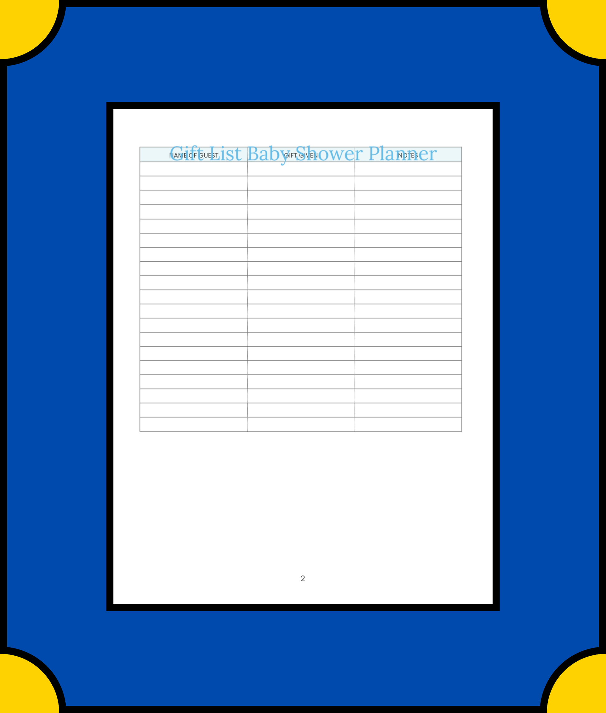 Free Gift List Baby Shower Planner Template - Organize & Track All Gifts for a Memorable Event