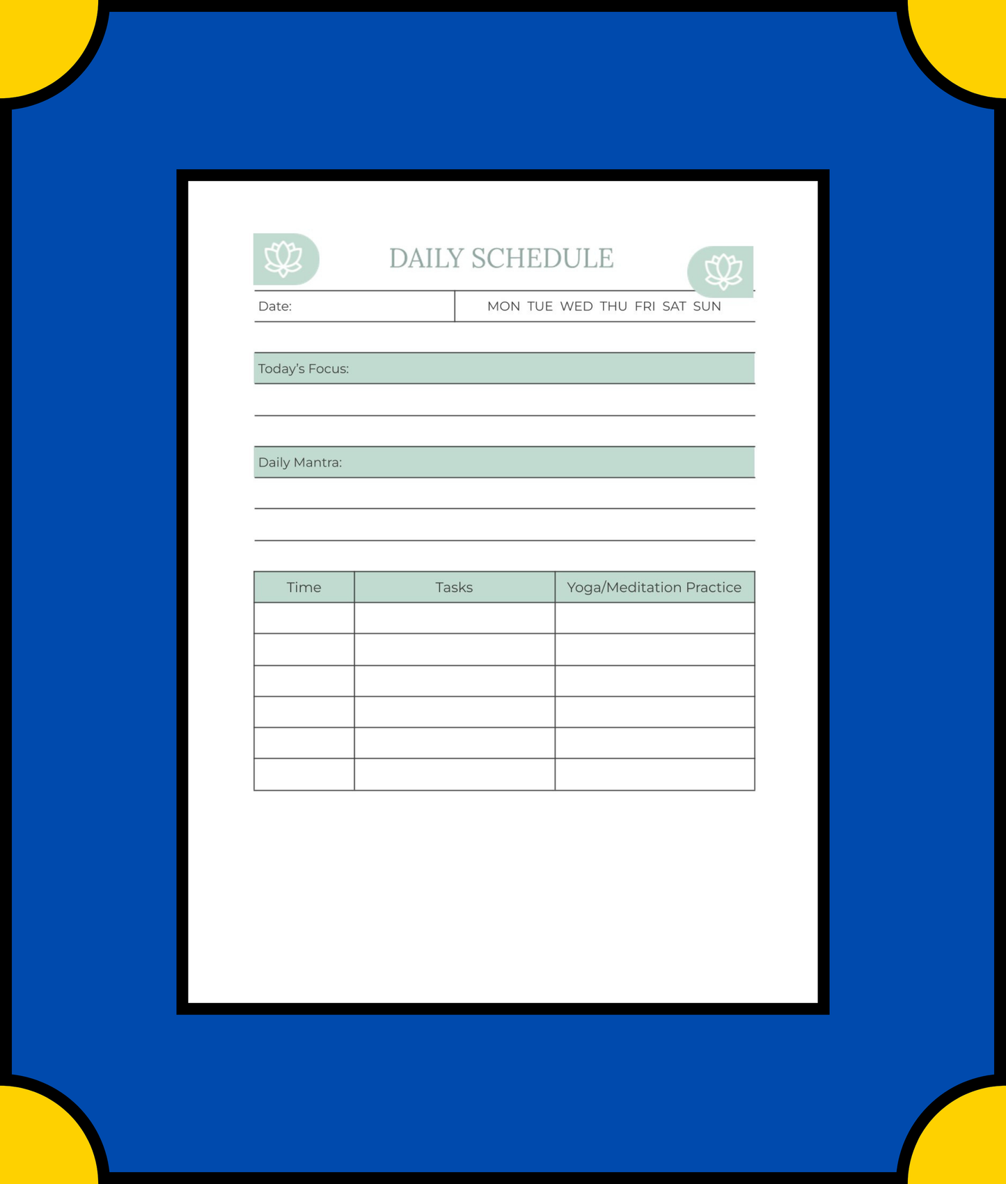 Free Yoga & Meditation Daily Planner Template