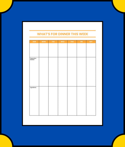 Free Dinner Meal Planner Template