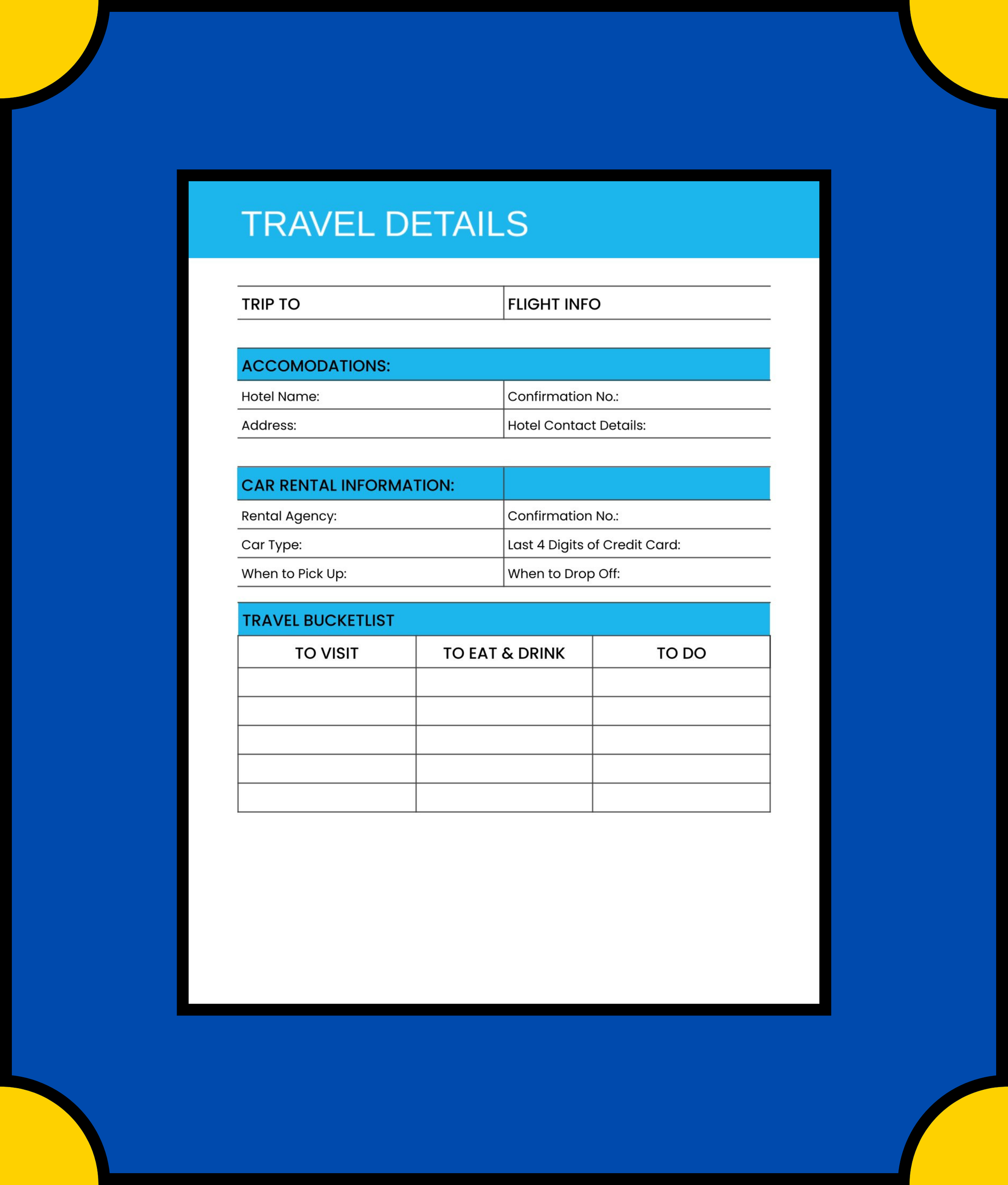 Free Weekend Travel Planner Template - Plan Your Quick Getaway