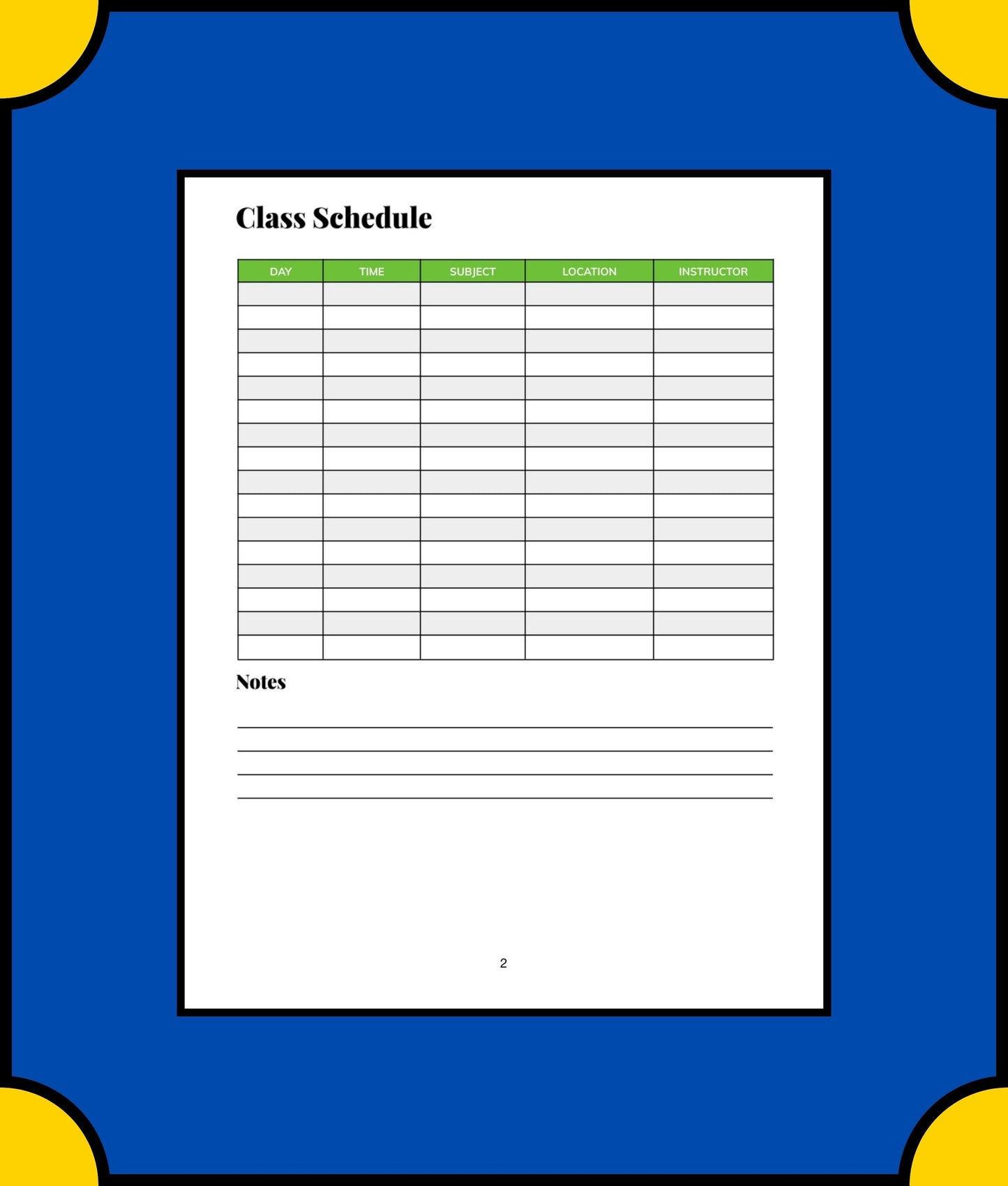 Free High School Student Planner Template