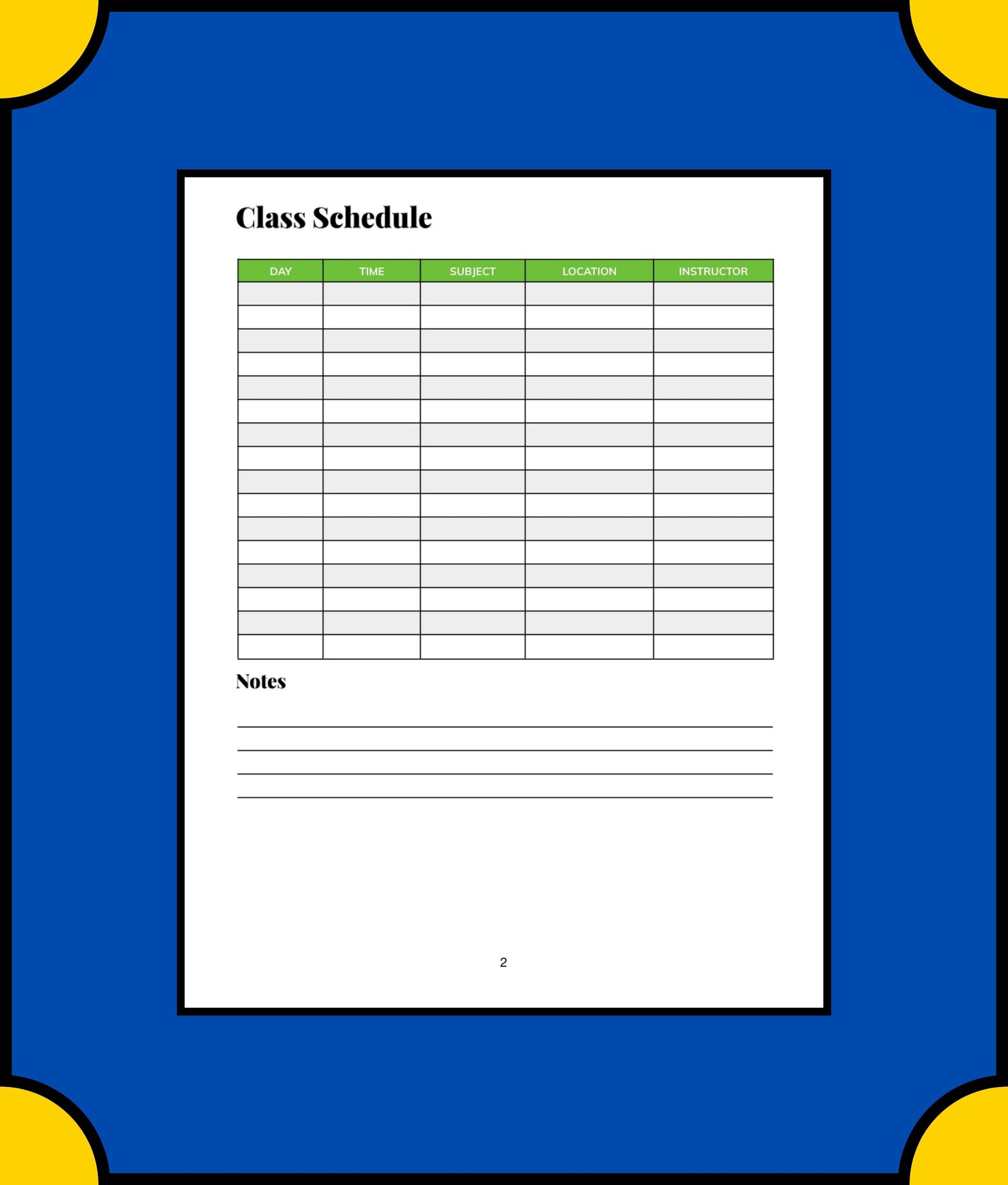 Free High School Student Planner Template