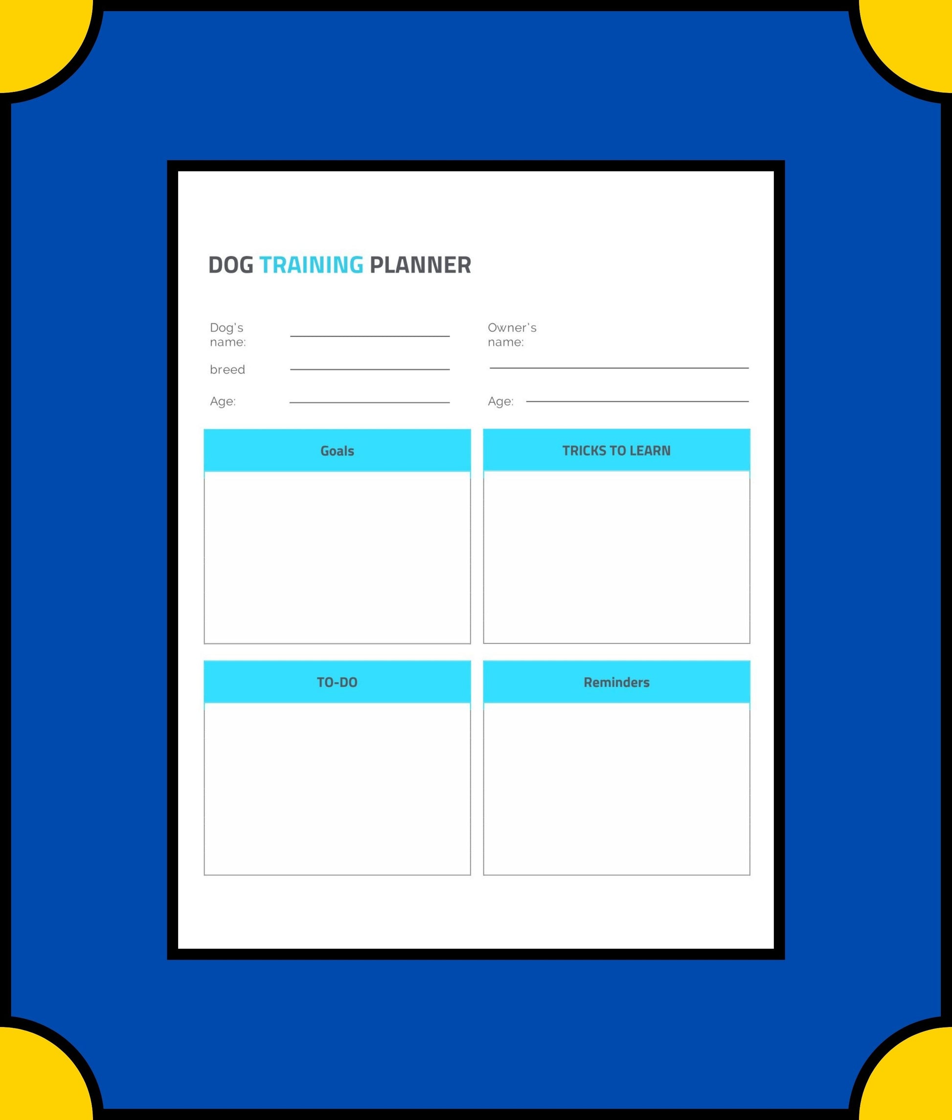 Free Sample Dog Training Planner Template