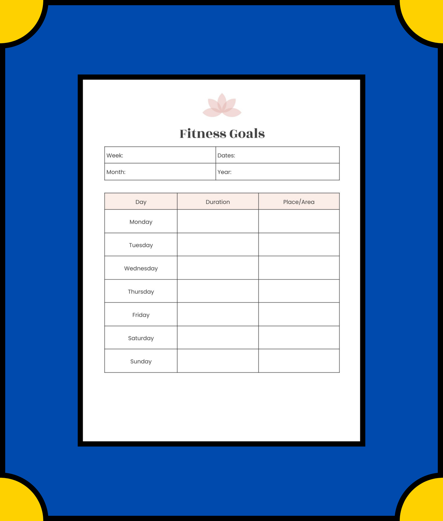 Free Digital Yoga Planner Template