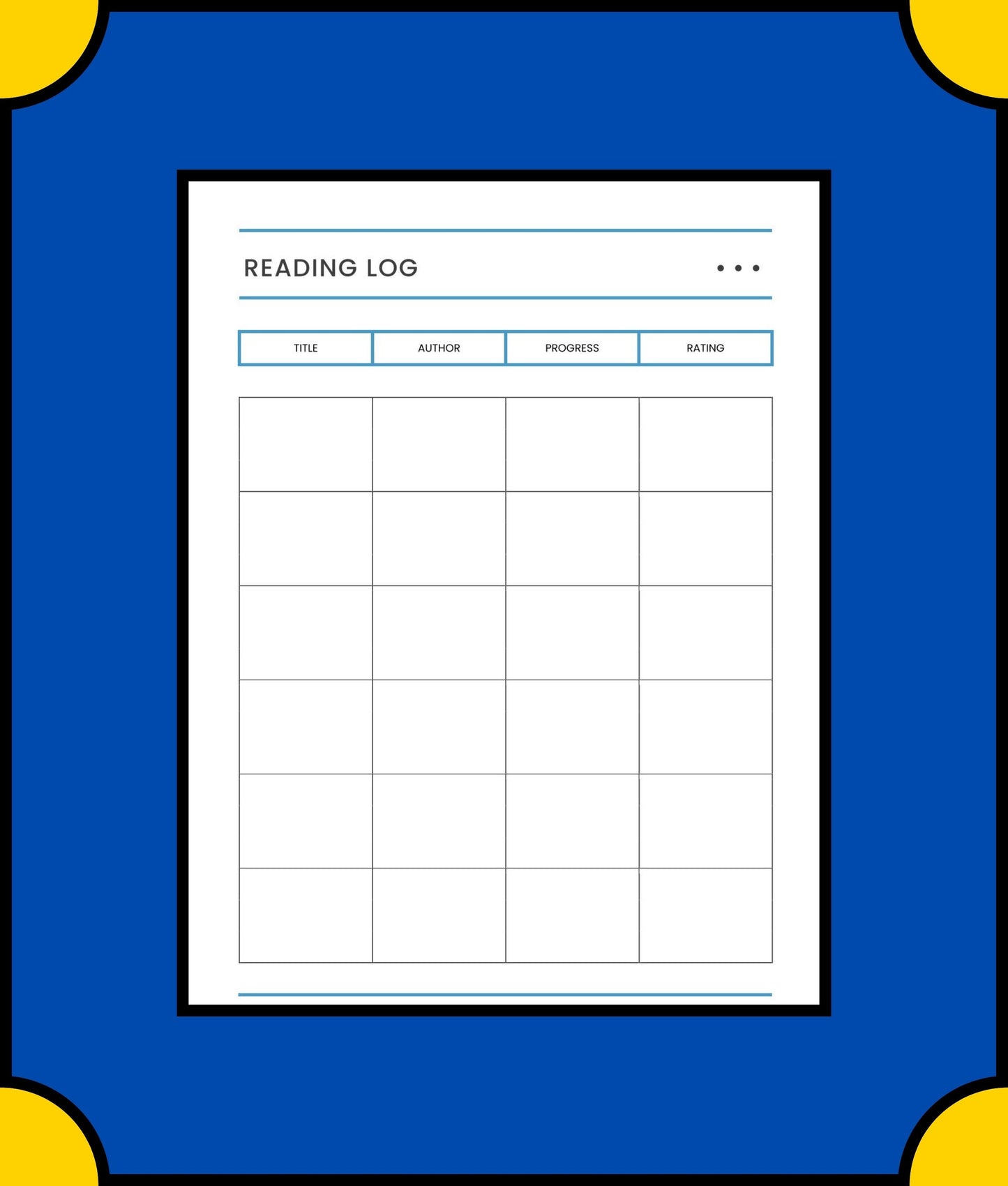 Free Reading Log School Planner Template