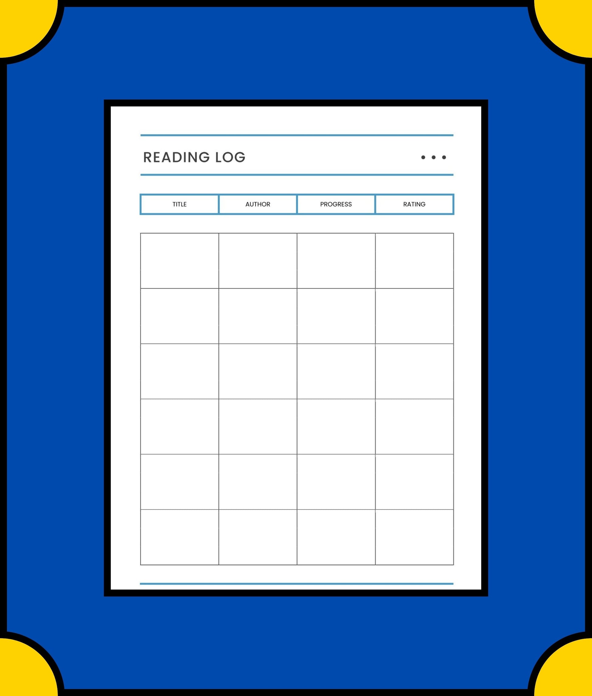 Free Reading Log School Planner Template