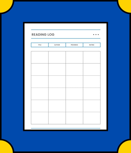 Free Reading Log School Planner Template