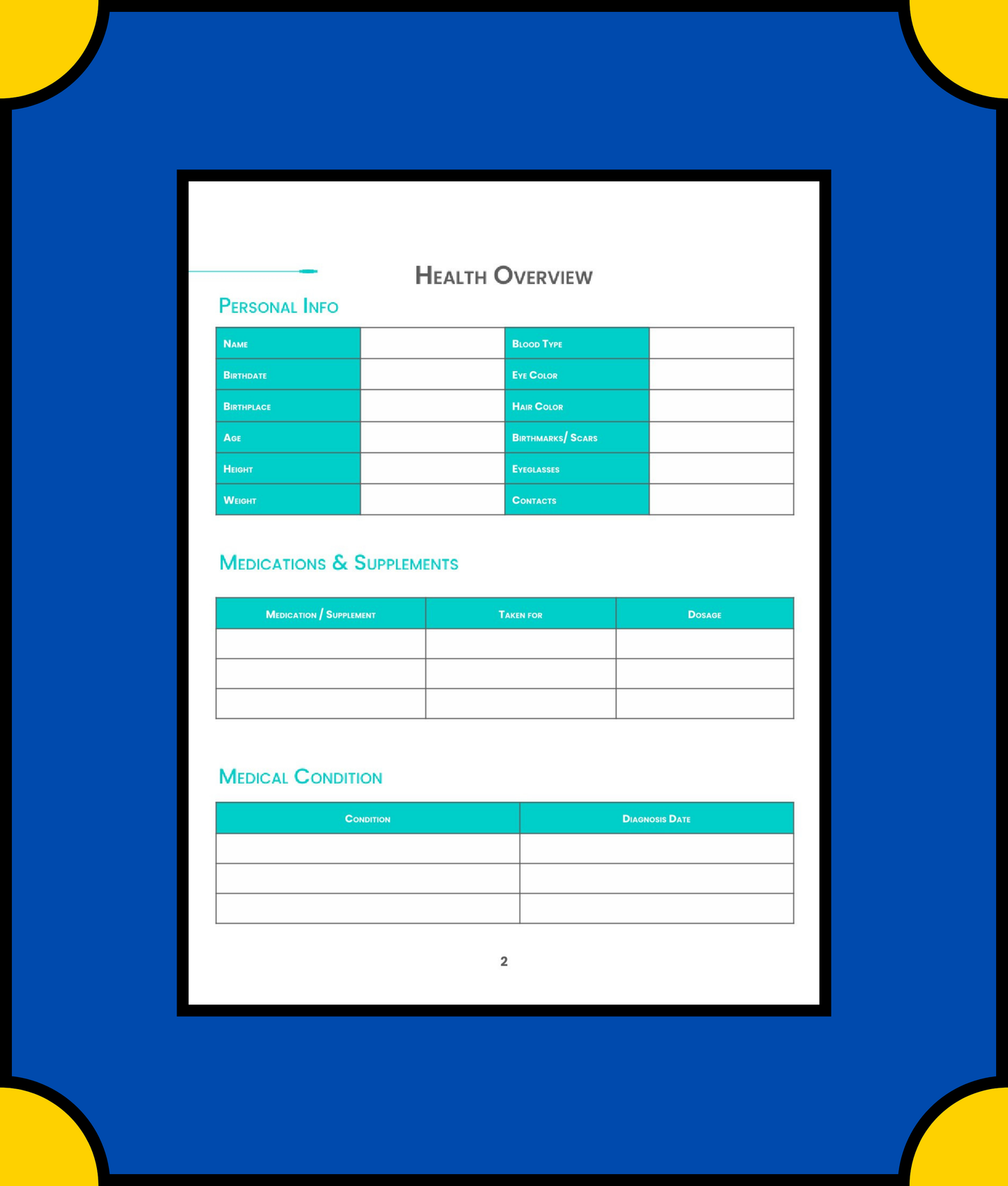 Free Digital Health Planner Template