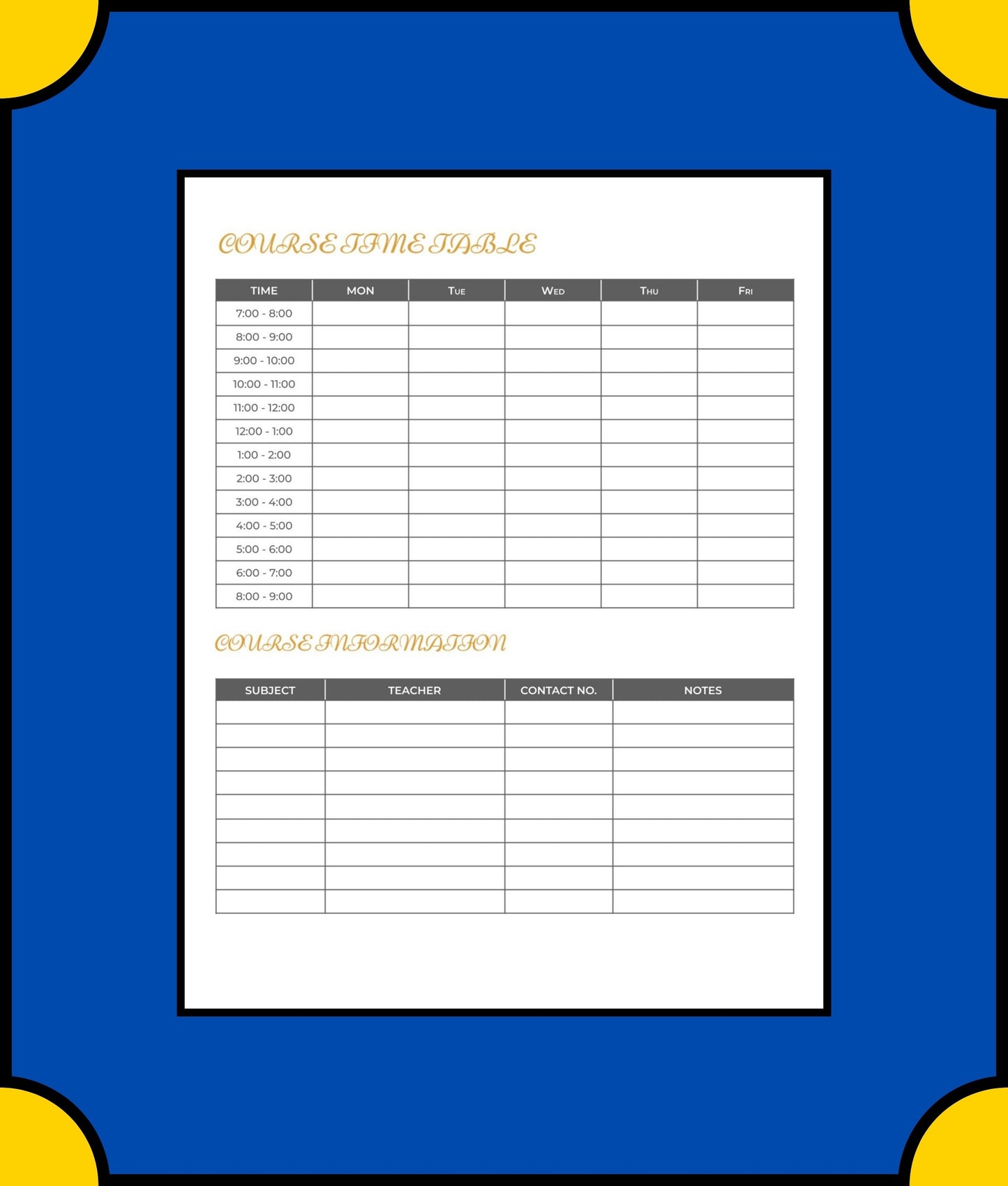 Free Monthly Academic Planner Template