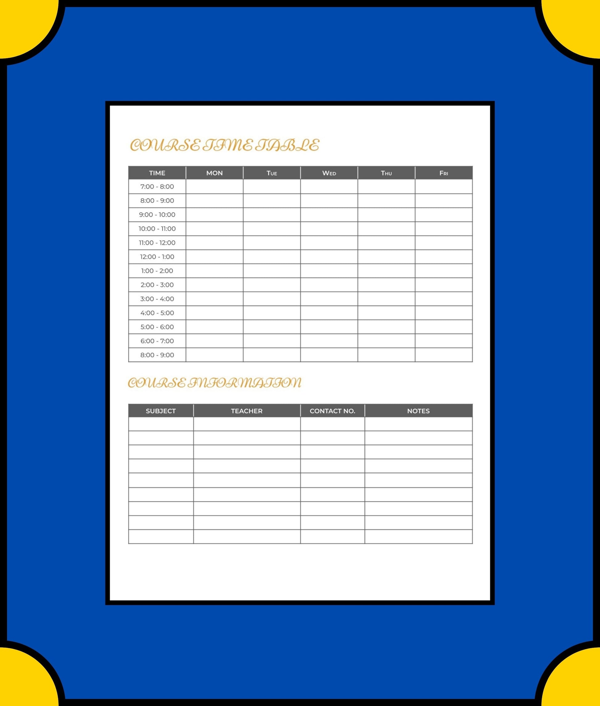 Free Monthly Academic Planner Template