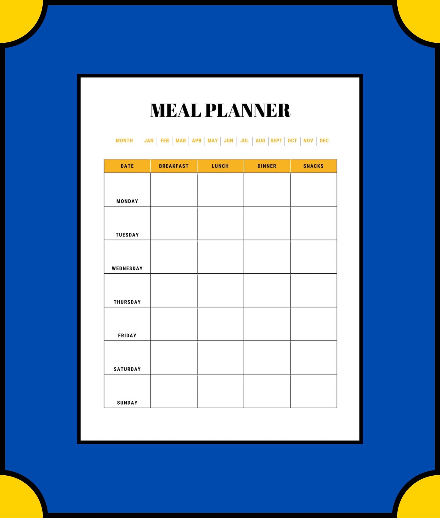 Free Monthly Meal Planner Template