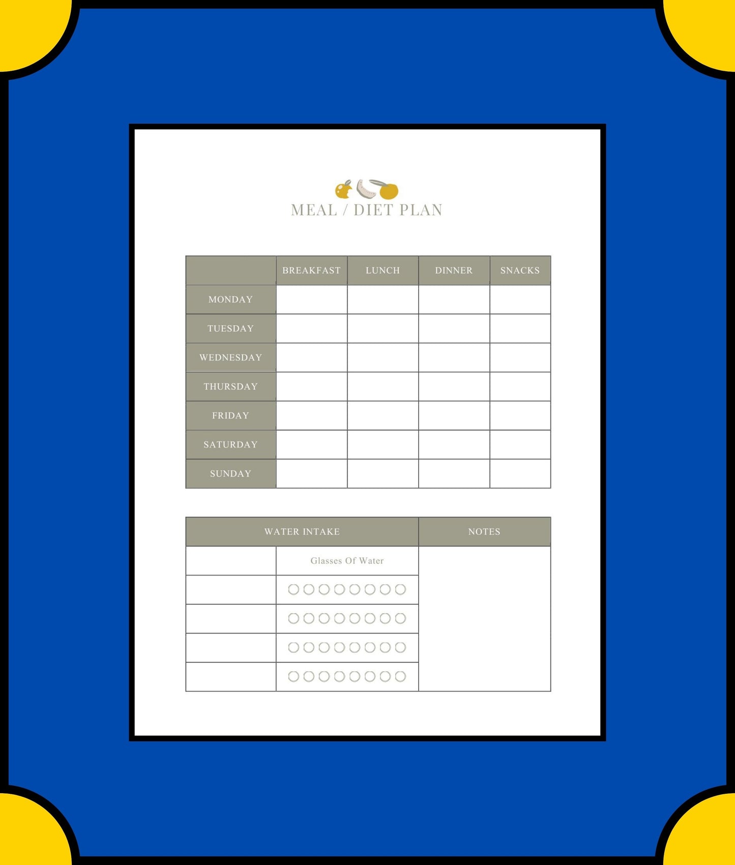 Free Diet Meal Planner Template - Plan Your Healthy Meals with Ease