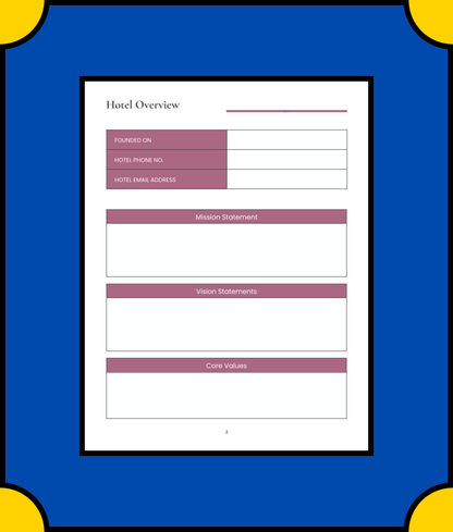 Free Hotel Business Planner Template - Manage Your Hotel Effectively