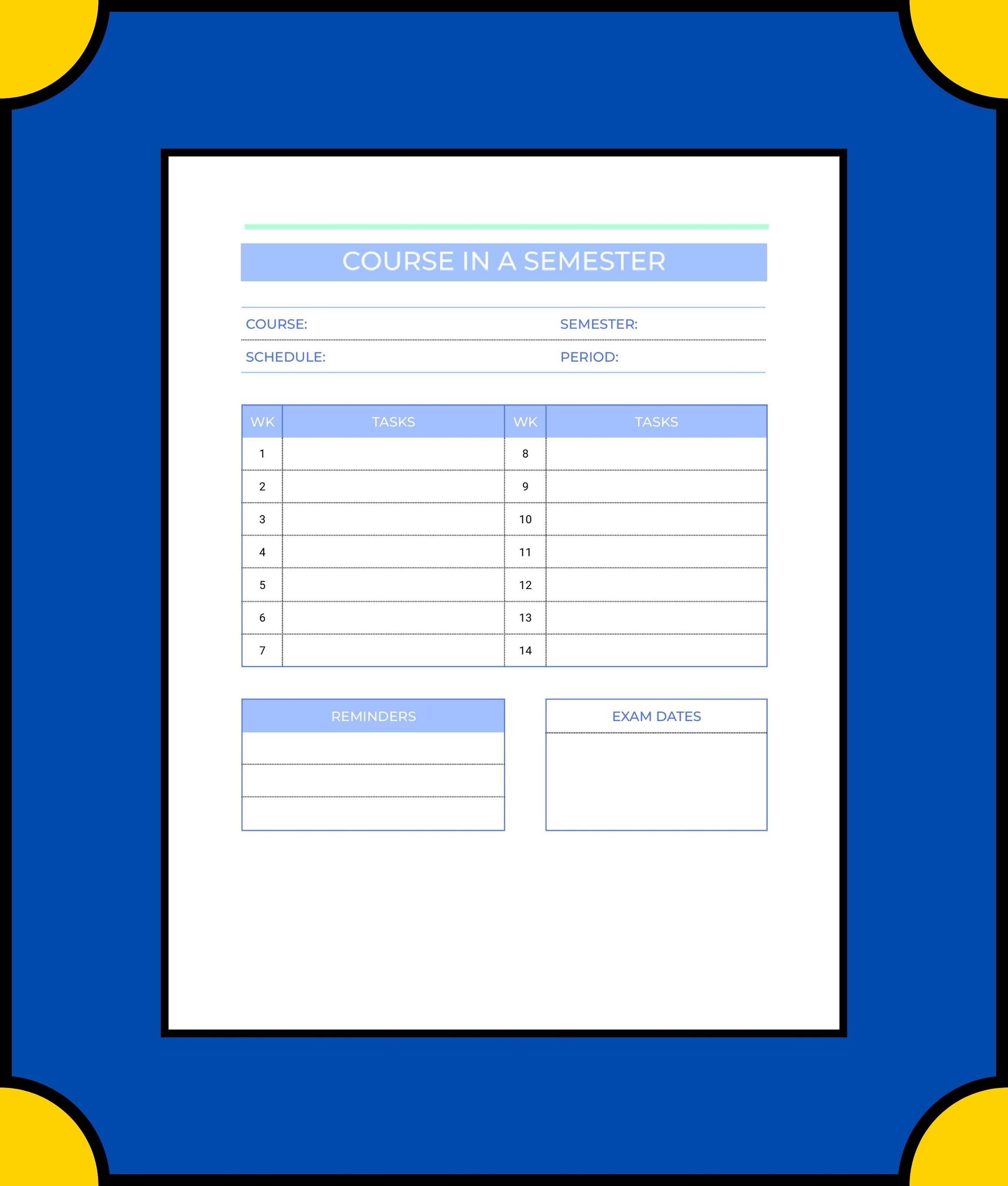 Free Academic Semester Planner Template