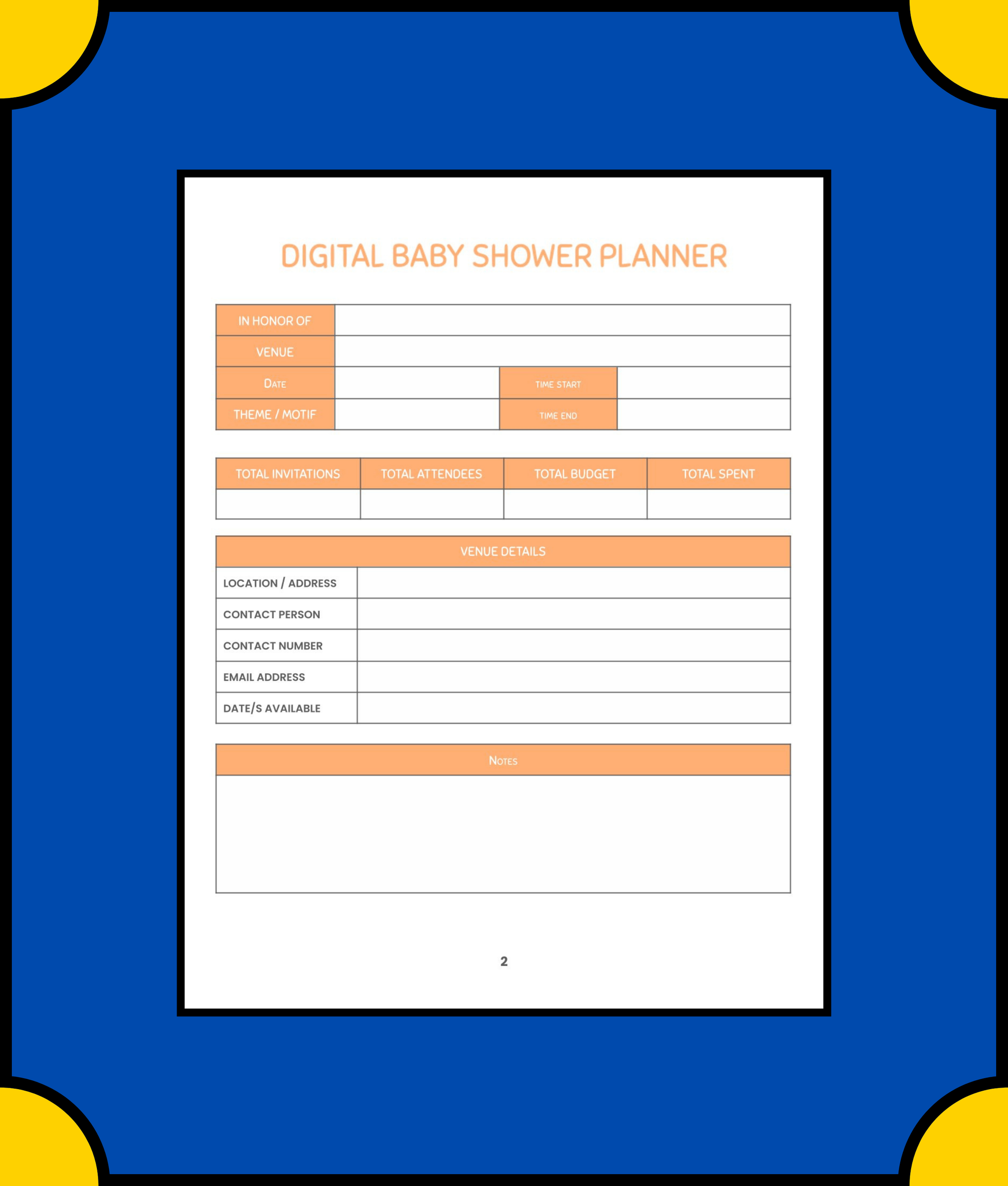 Free Digital Baby Shower Planner Template - Organize & Plan a Memorable Baby Shower