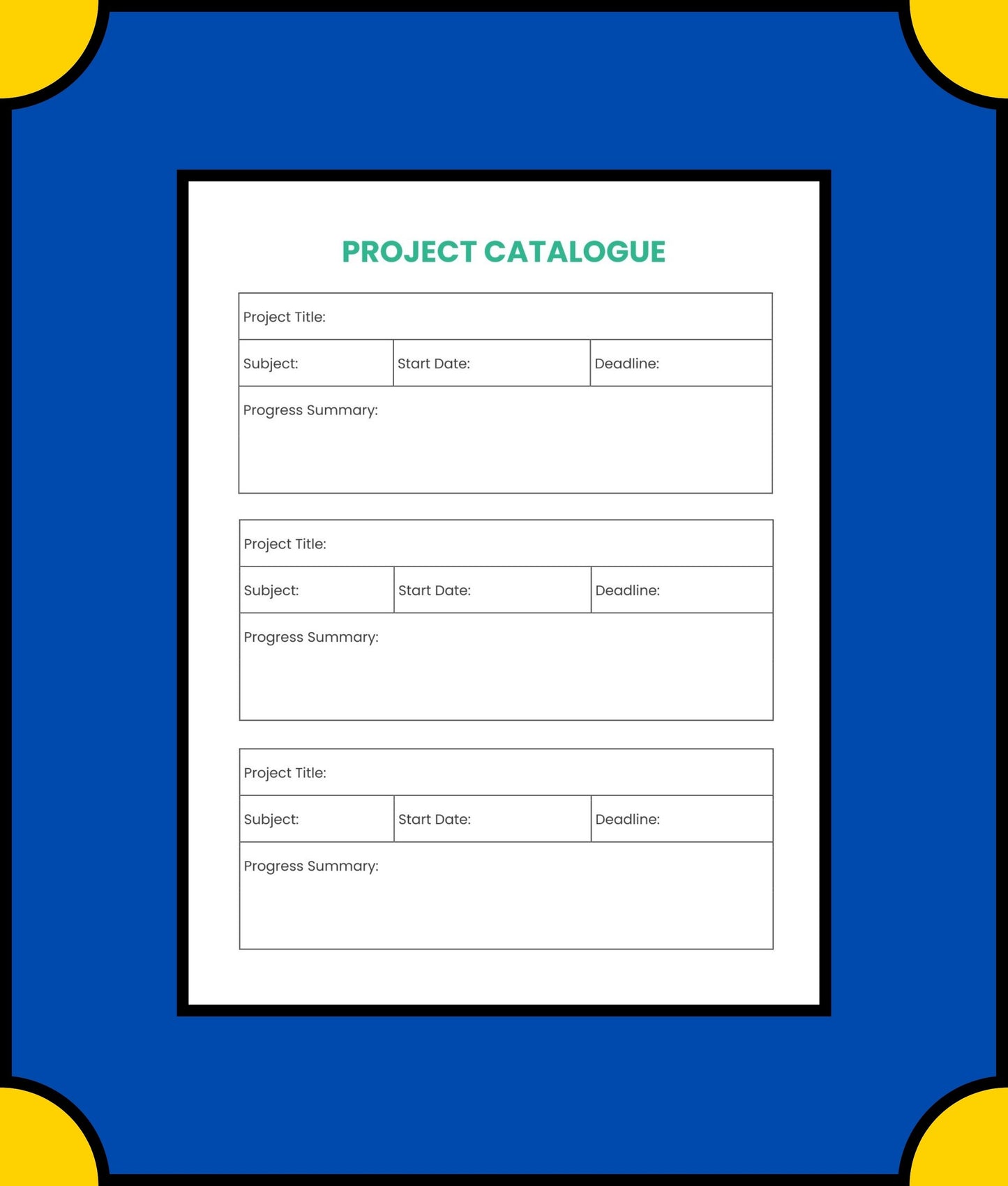 Free Project School Planner Template