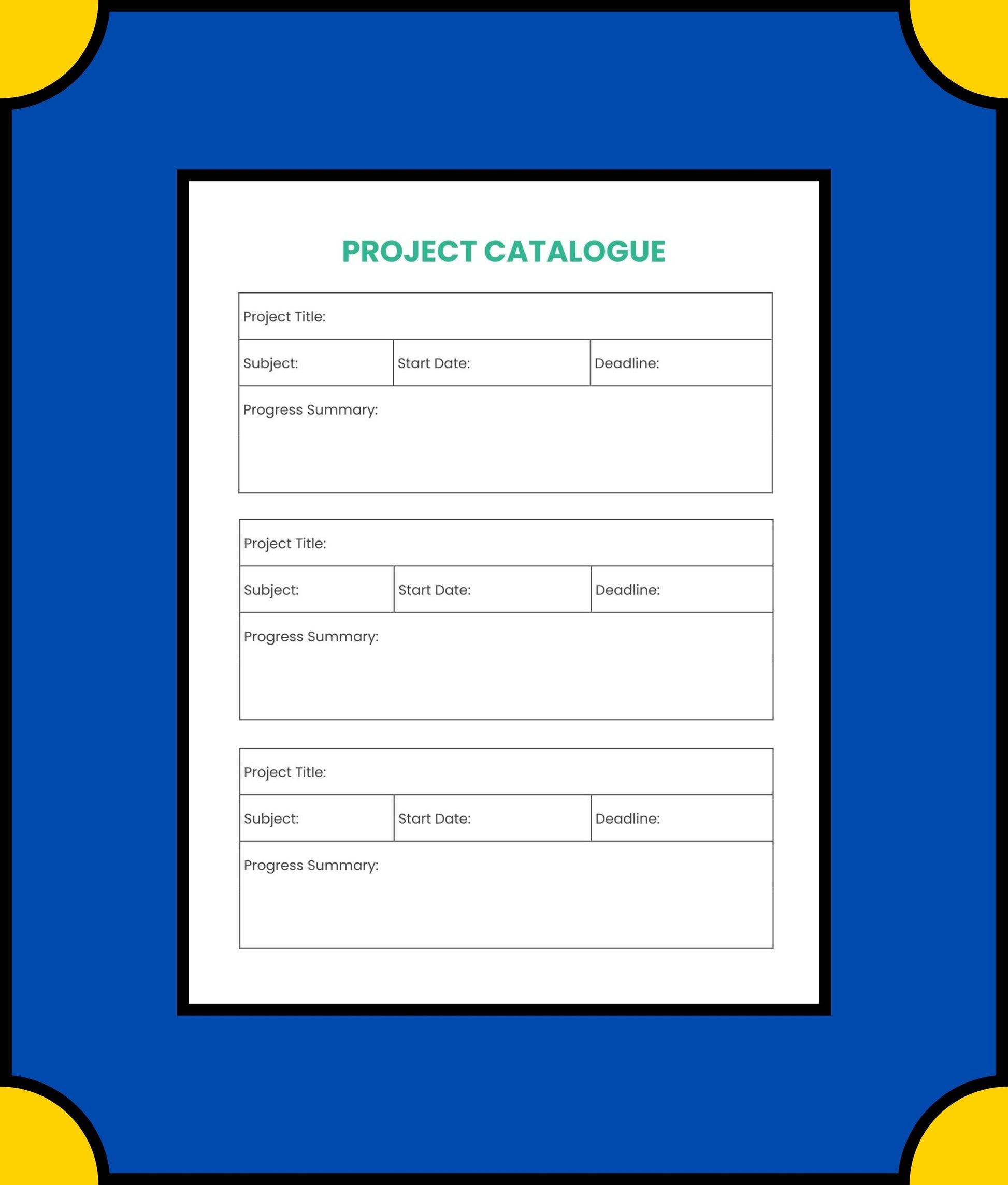 Free Project School Planner Template