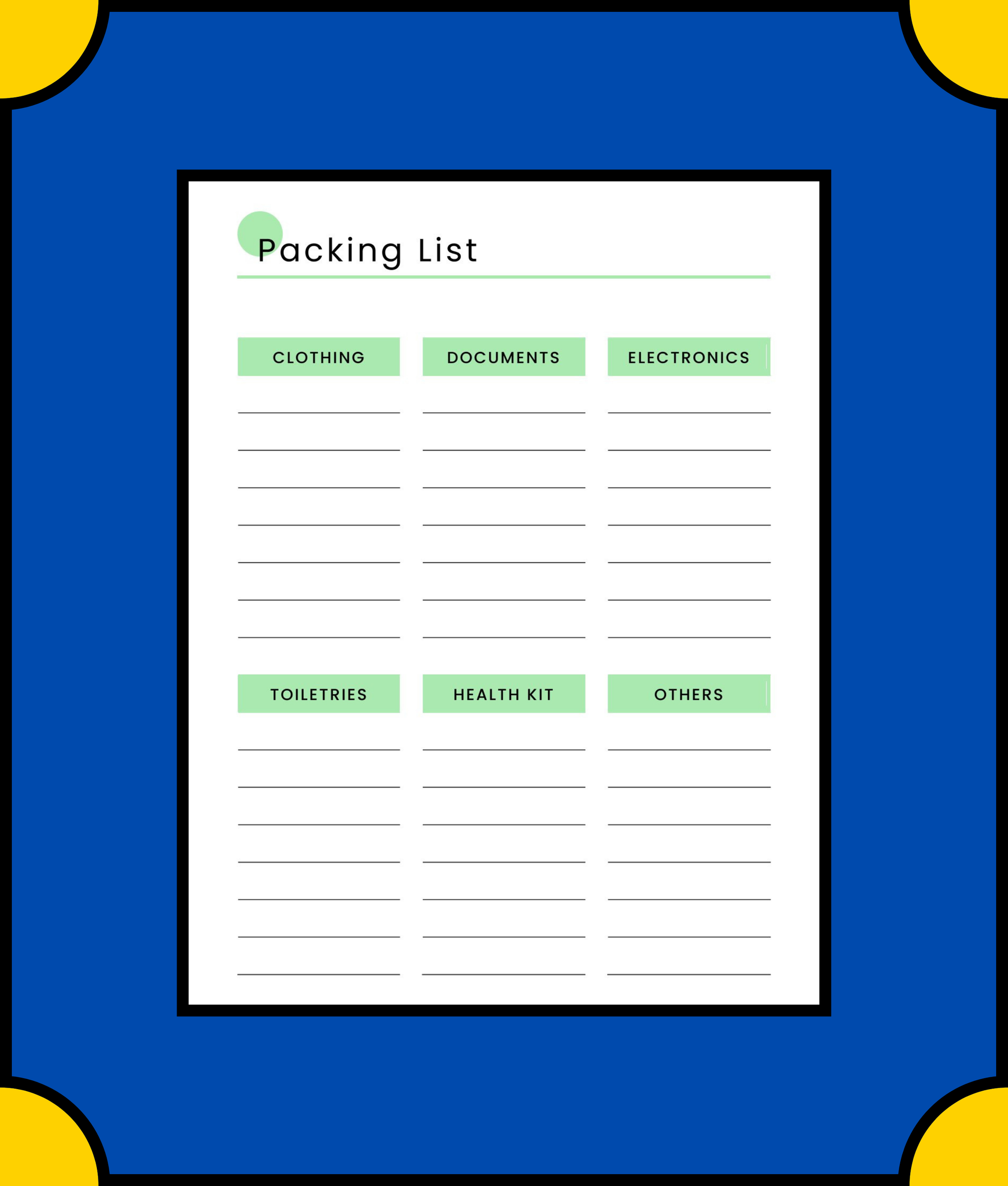 Free Backpacking Travel Planner Template