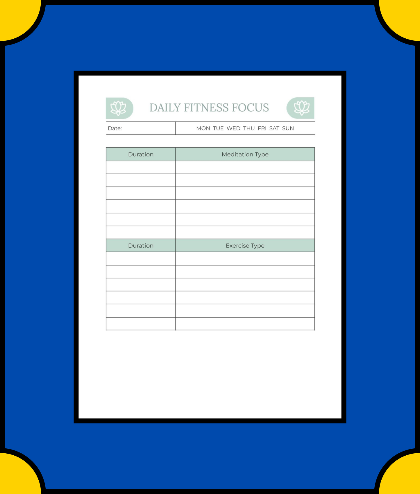 Free Yoga & Meditation Daily Planner Template