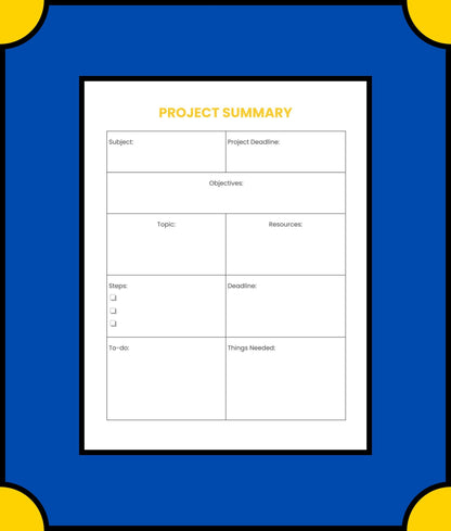 Free Project School Planner Template