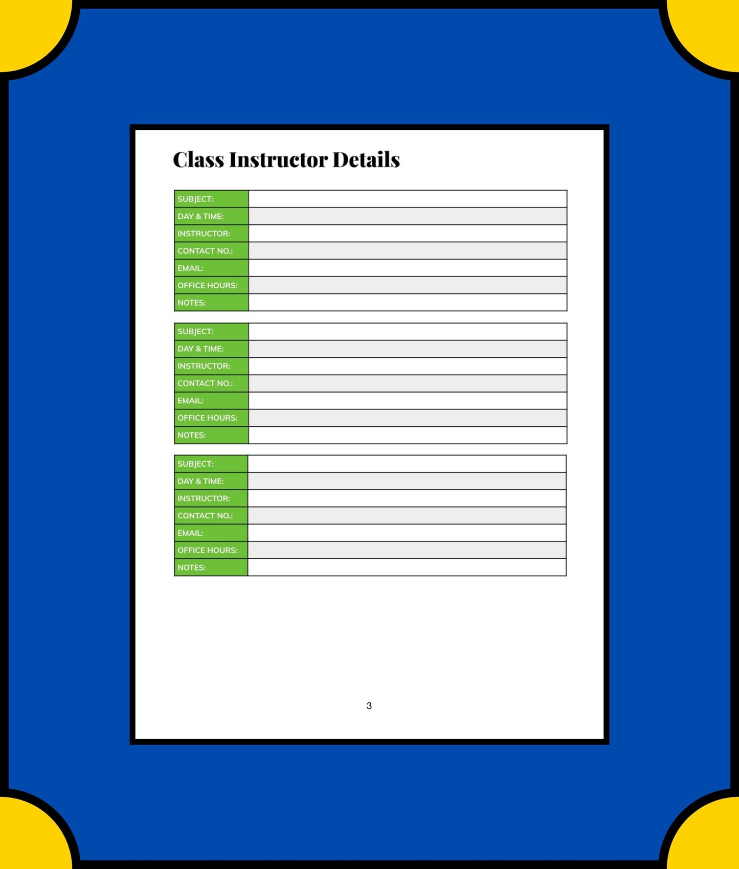 Free High School Student Planner Template