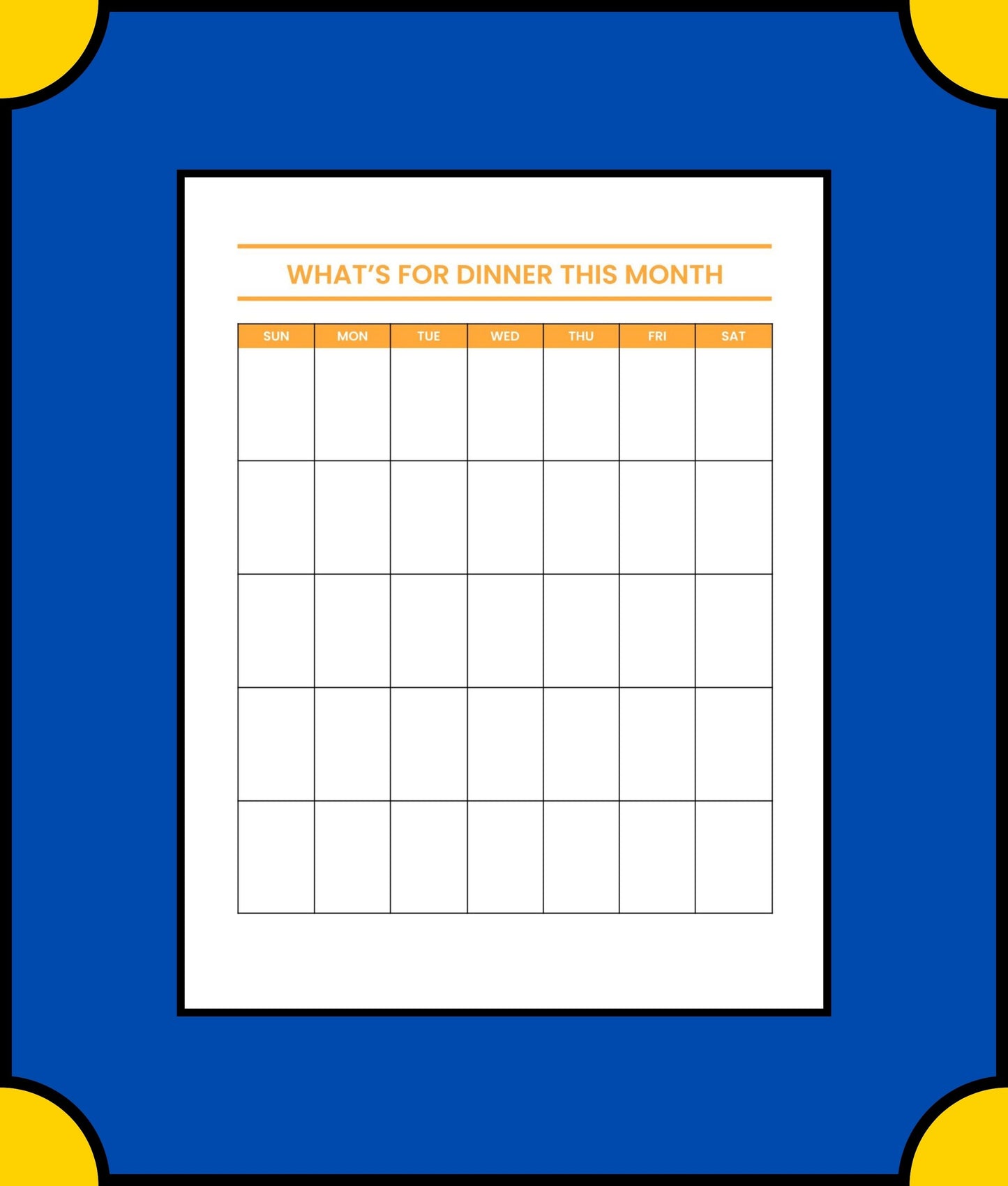 Free Dinner Meal Planner Template