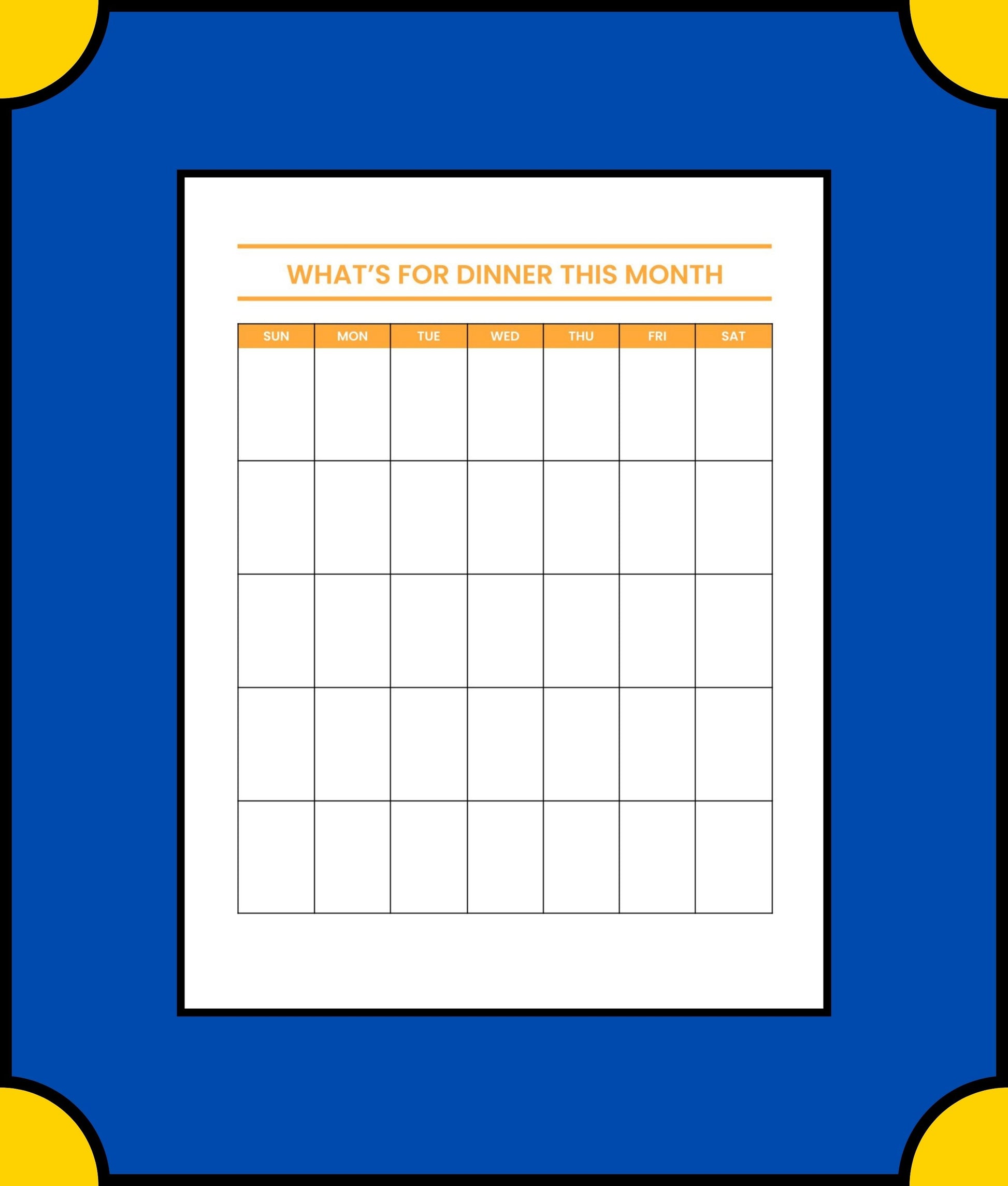 Free Dinner Meal Planner Template