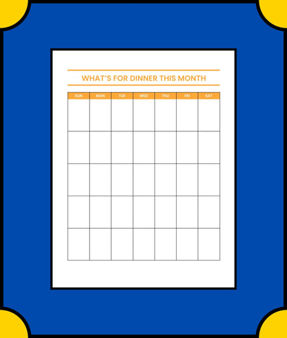 Free Dinner Meal Planner Template