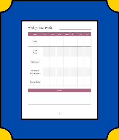 Free Hotel Business Planner Template - Manage Your Hotel Effectively