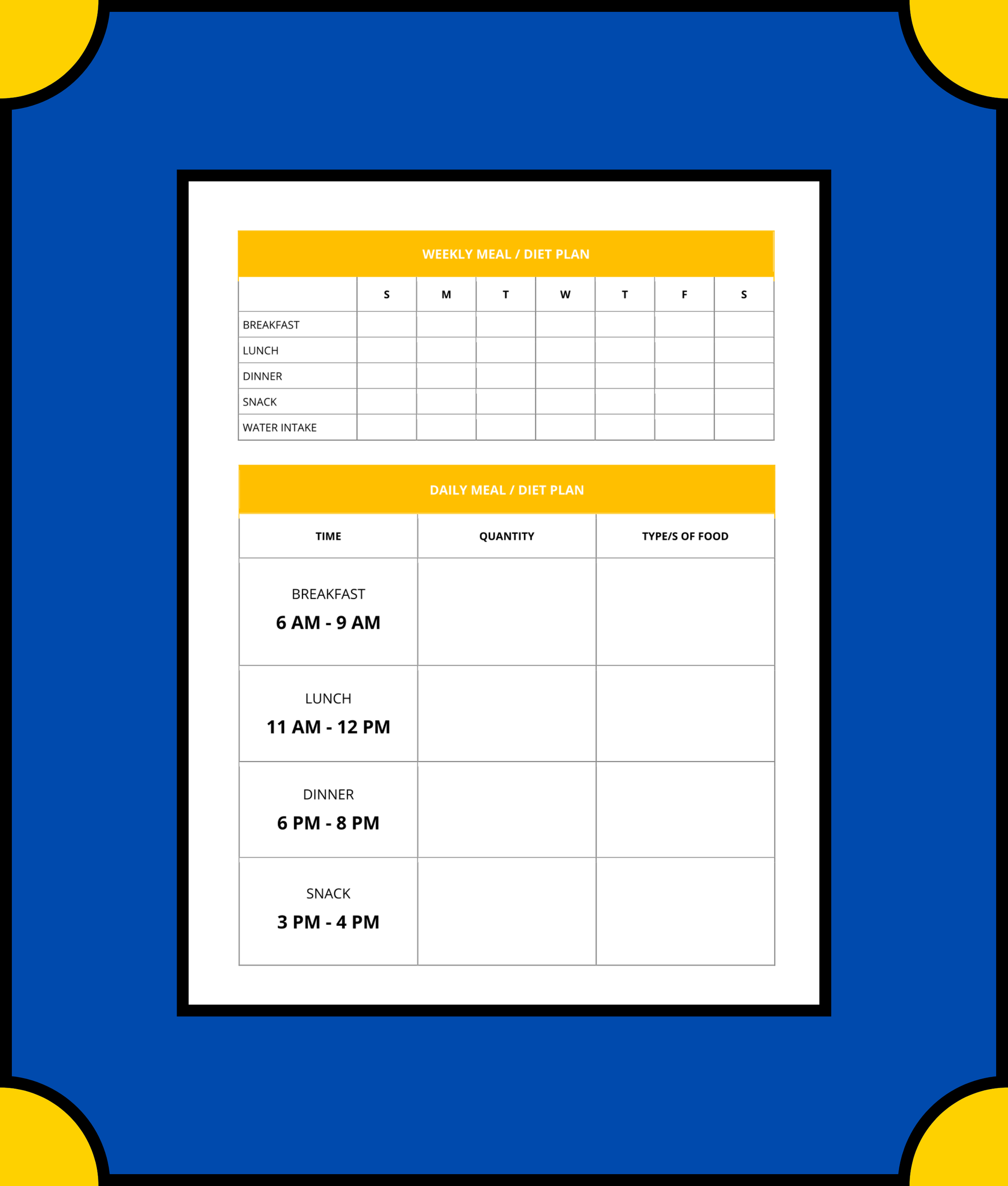 Free Monthly Diet Planner Template - Plan Your Healthy Eating for a Month