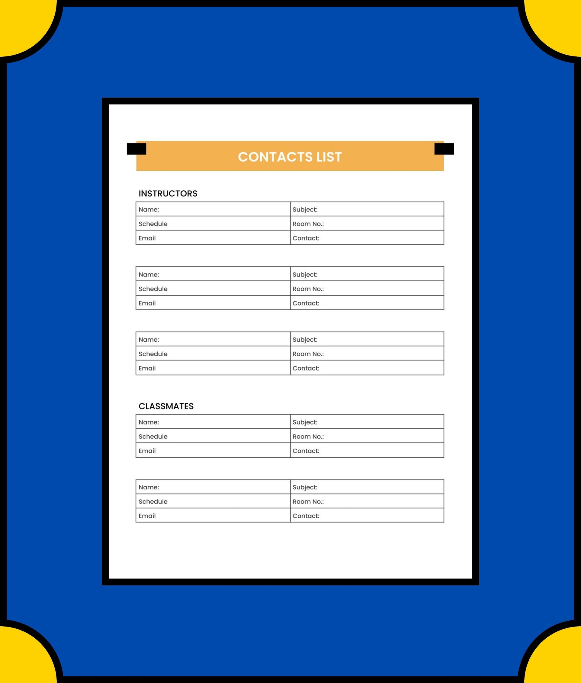 Free Weekly Student Planner Template