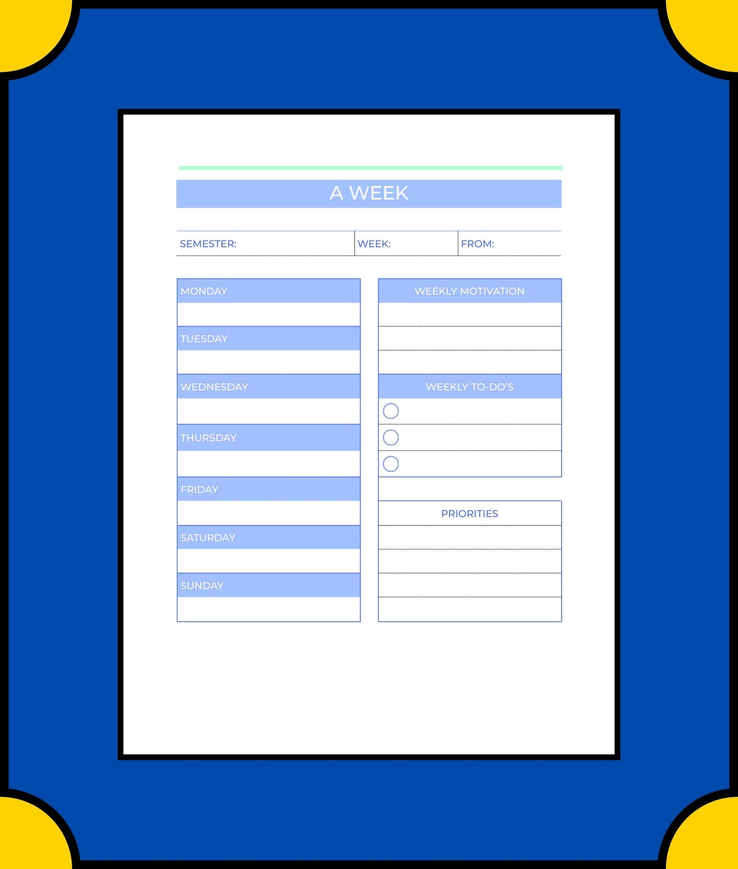 Free Academic Semester Planner Template