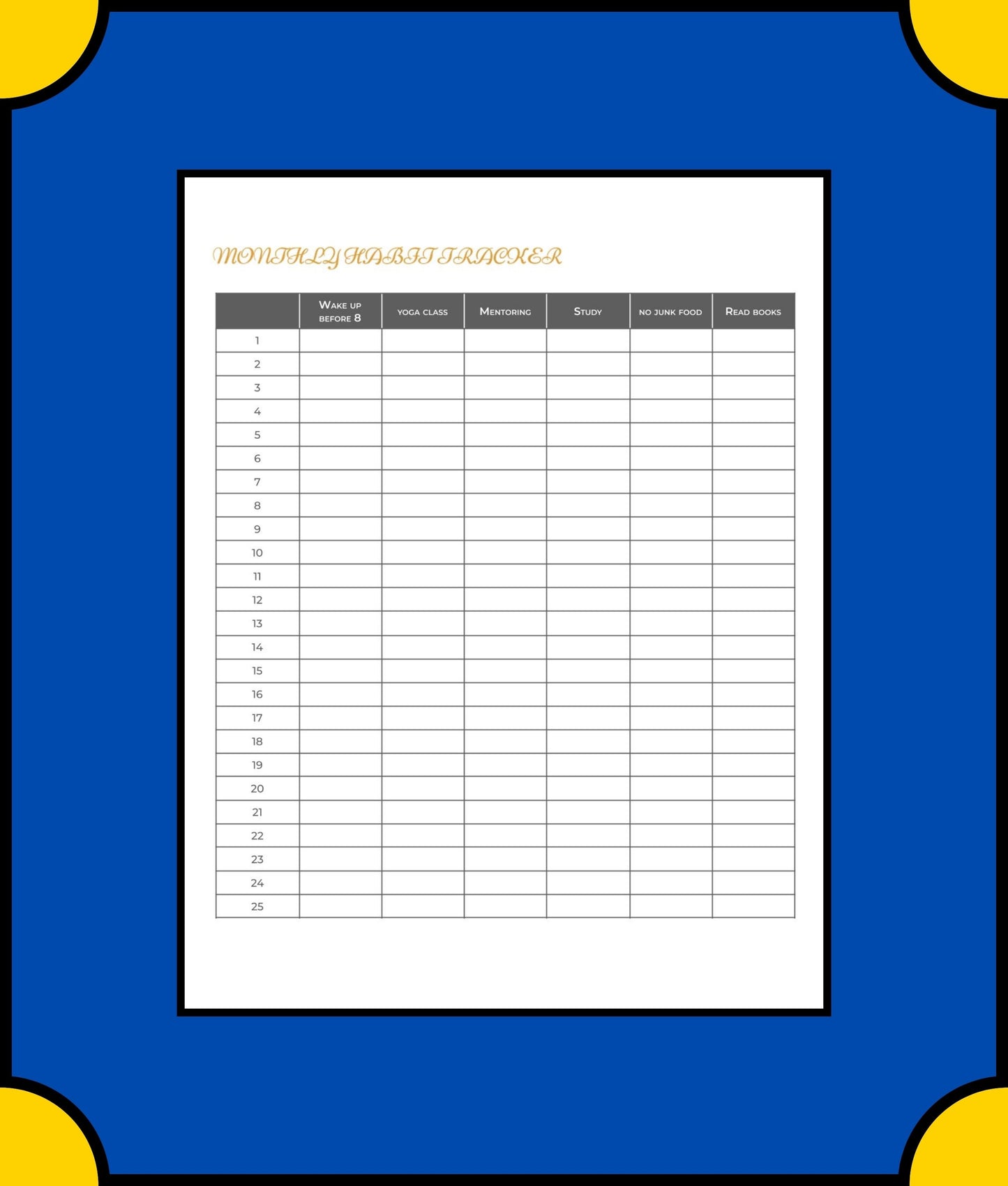 Free Monthly Academic Planner Template