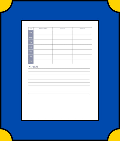 Free Family Meal Planner Template