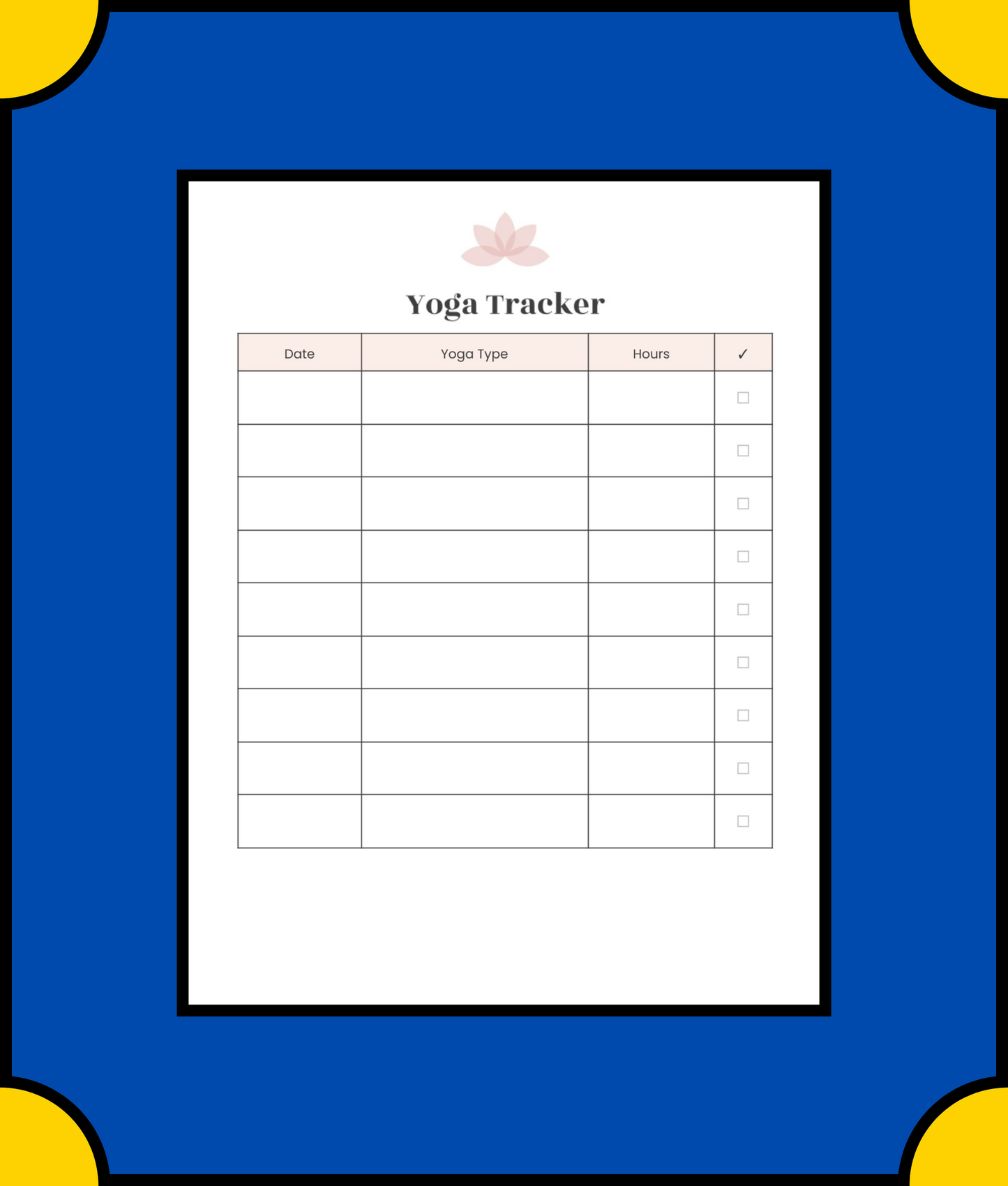 Free Digital Yoga Planner Template