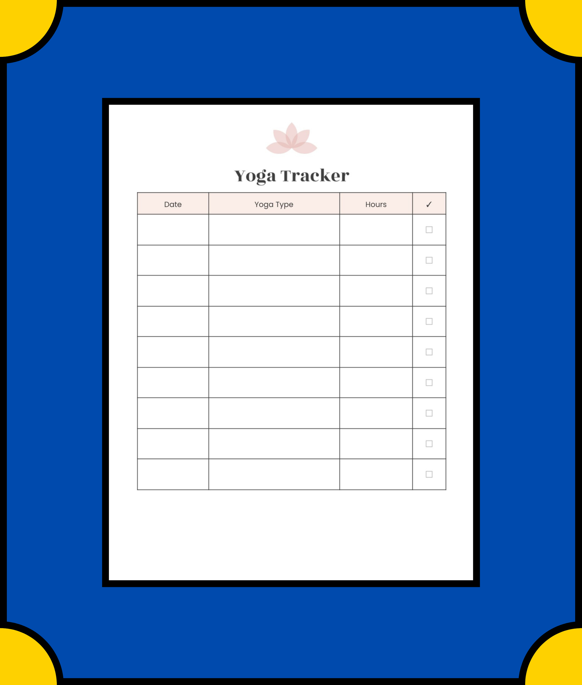 Free Digital Yoga Planner Template