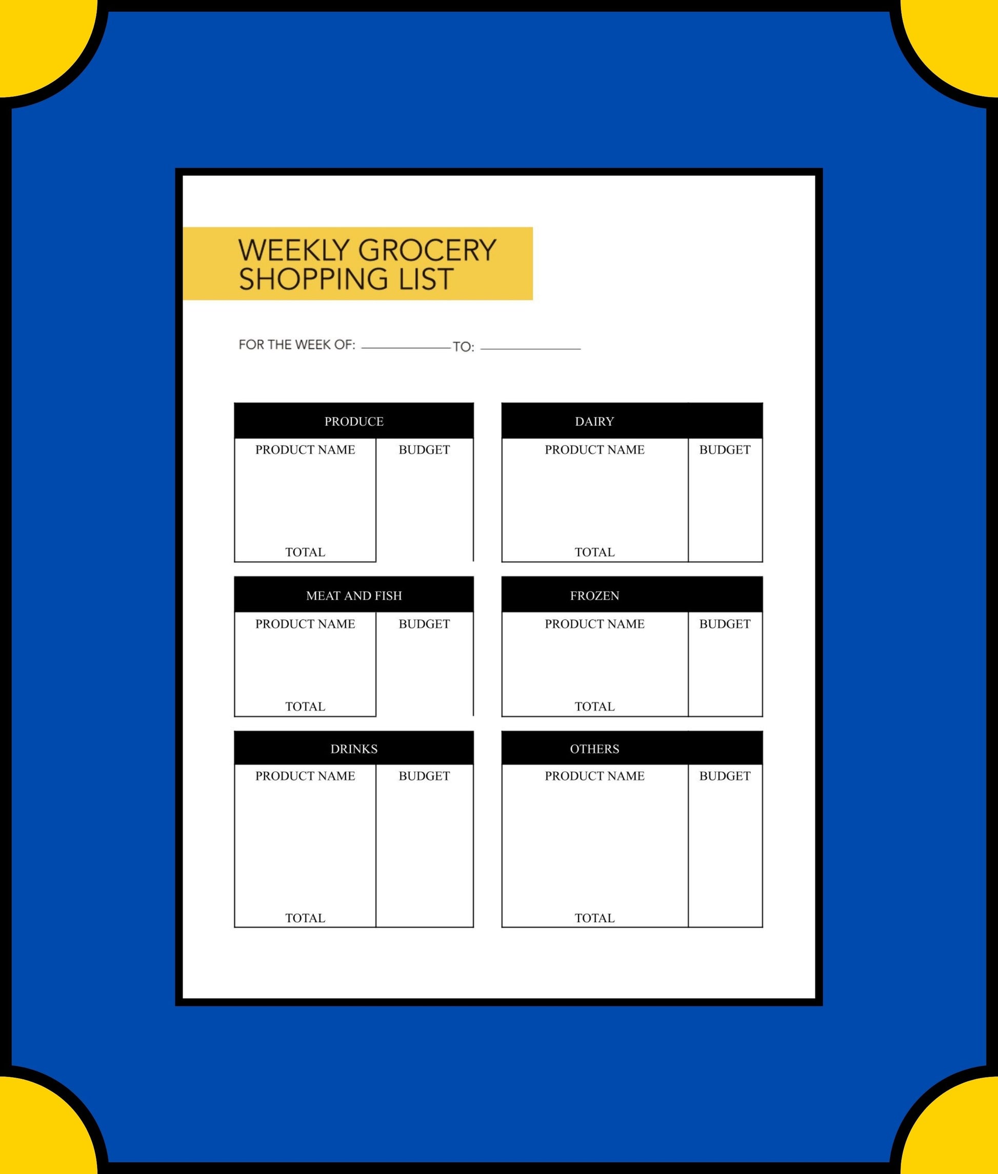 Free Grocery and Meal Planner Template