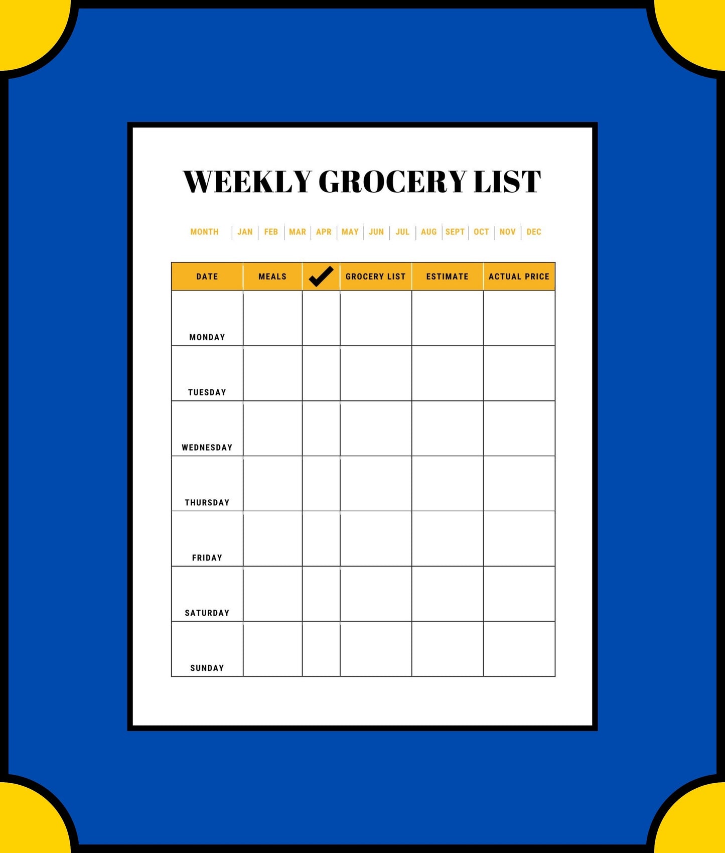 Free Monthly Meal Planner Template